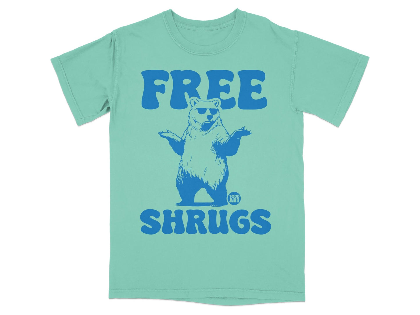 Free Shrugs Bear Graphic T-Shirt Trendy Casual Wear
