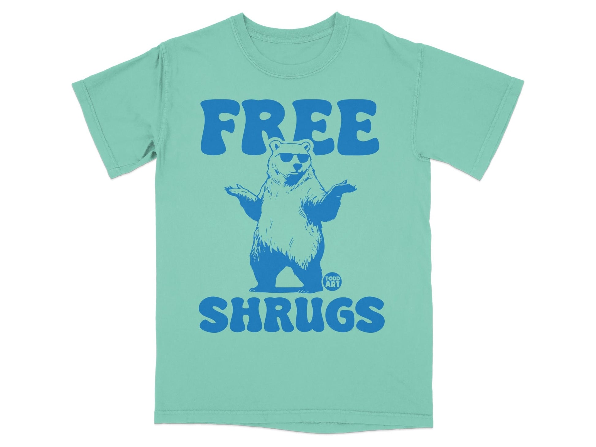 Free Shrugs Bear Graphic T-Shirt Trendy Casual Wear