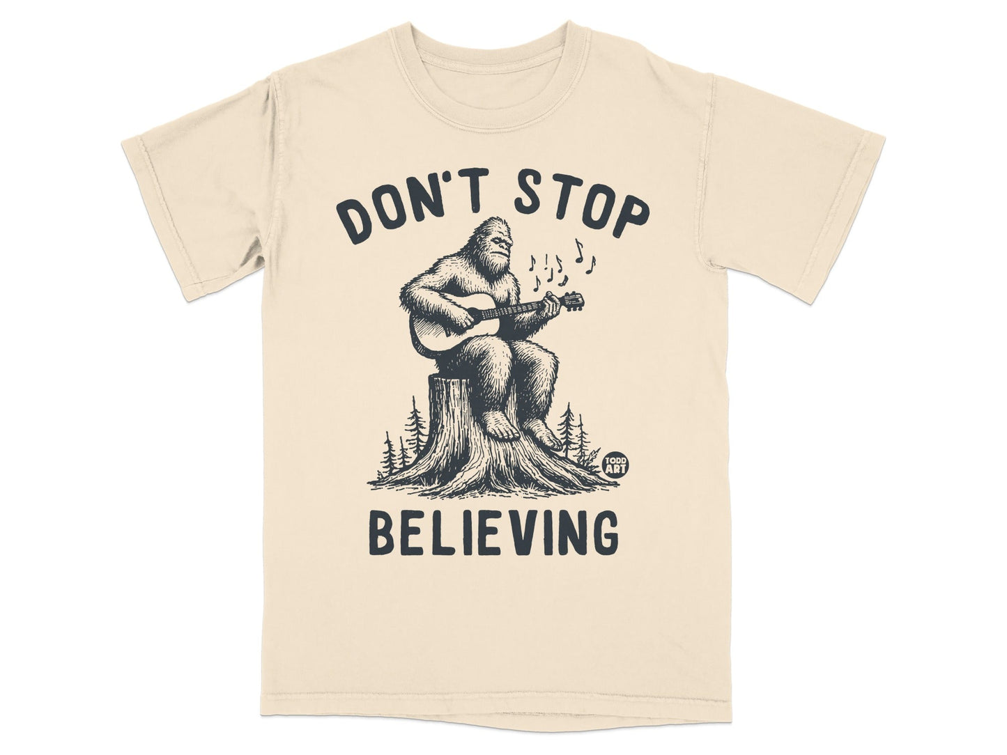 Don't Stop Believing Bigfoot Playing Guitar T-shirt