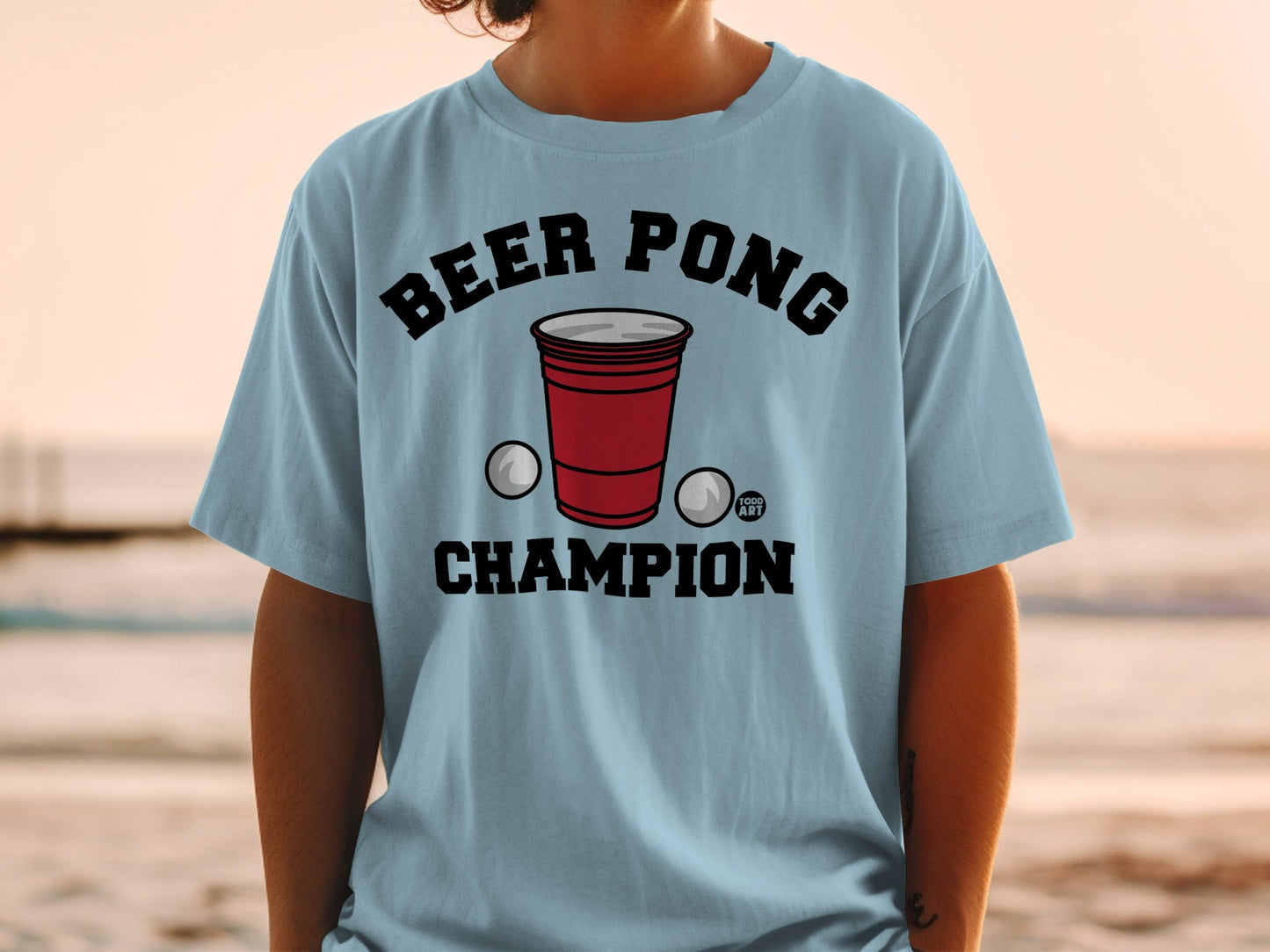 Beer Pong Champion Graphic Print T-Shirt