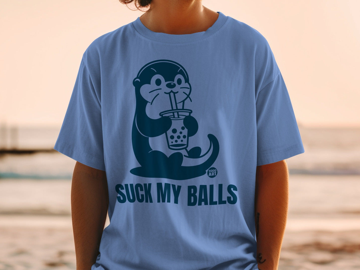 Suck My Balls Otter Drinking Boba T-shirt