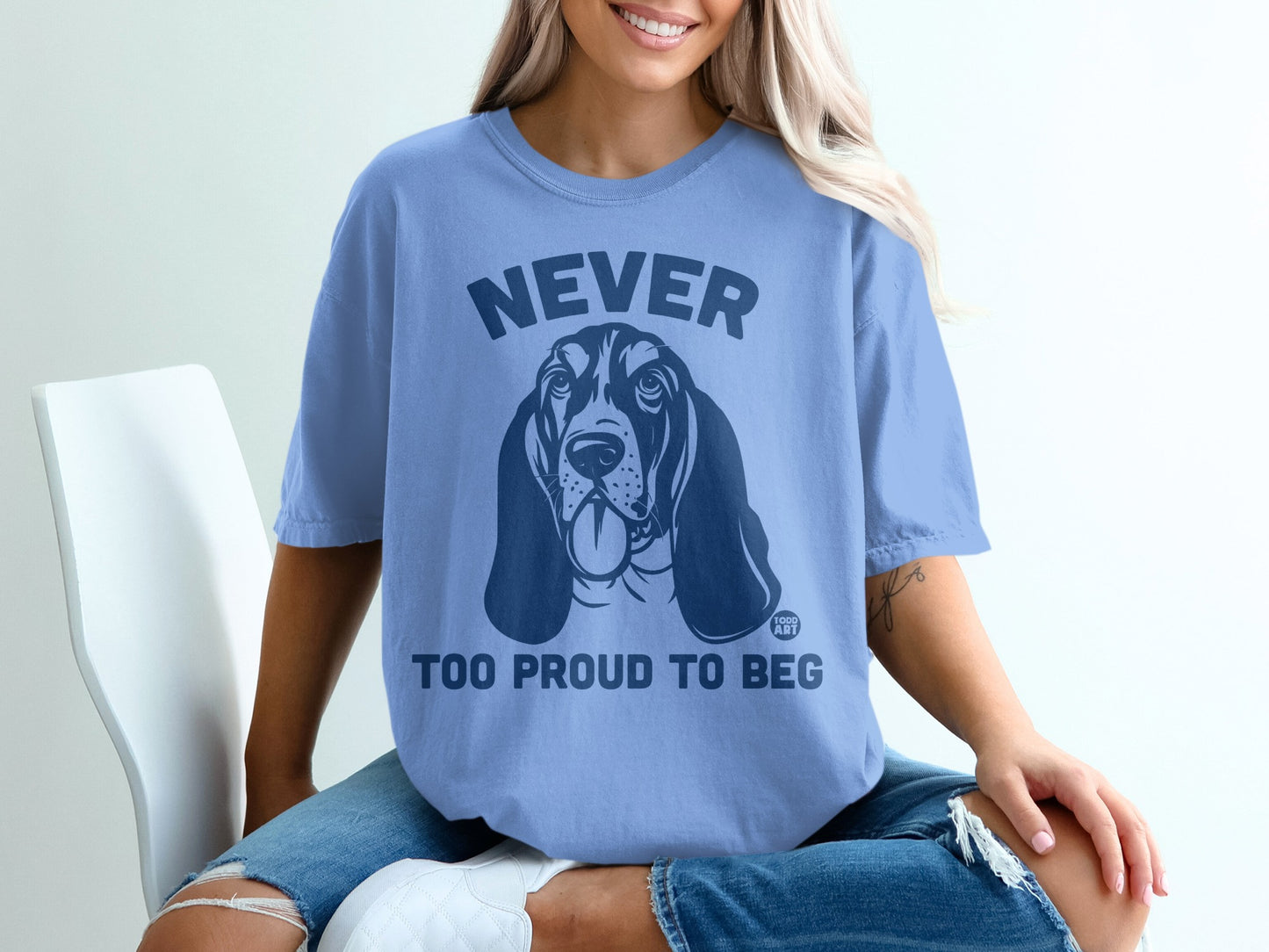 Never Too Proud to Beg Dog Graphic T-Shirt