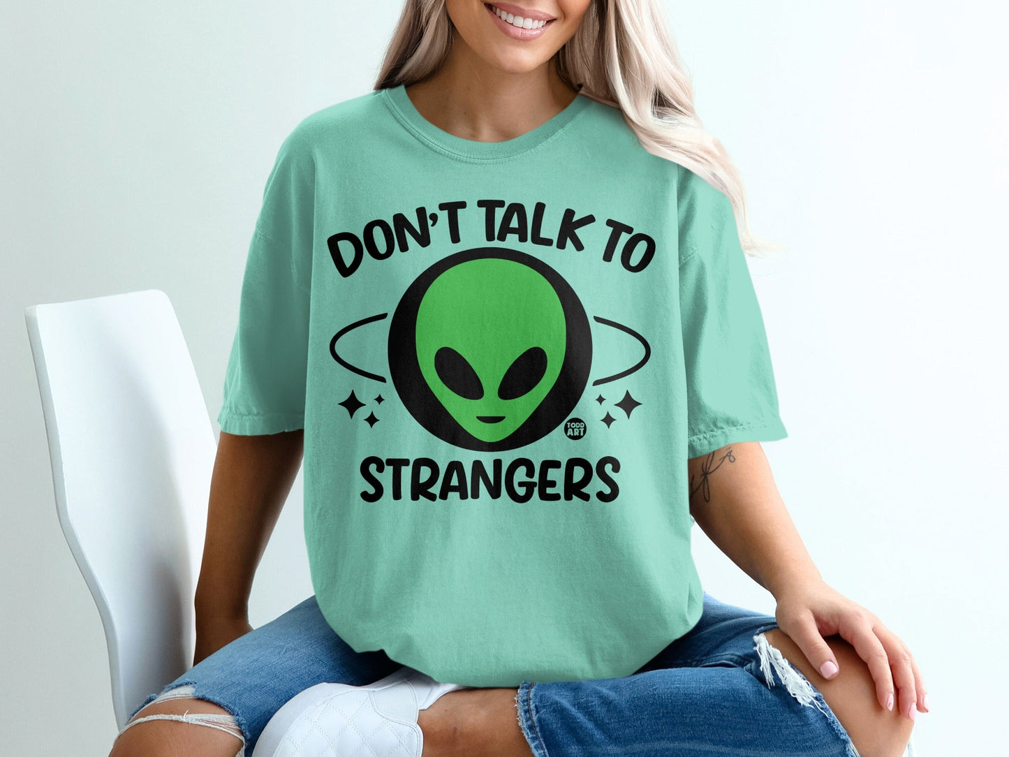 Don't Talk to Strangers Alien Graphic T-Shirt