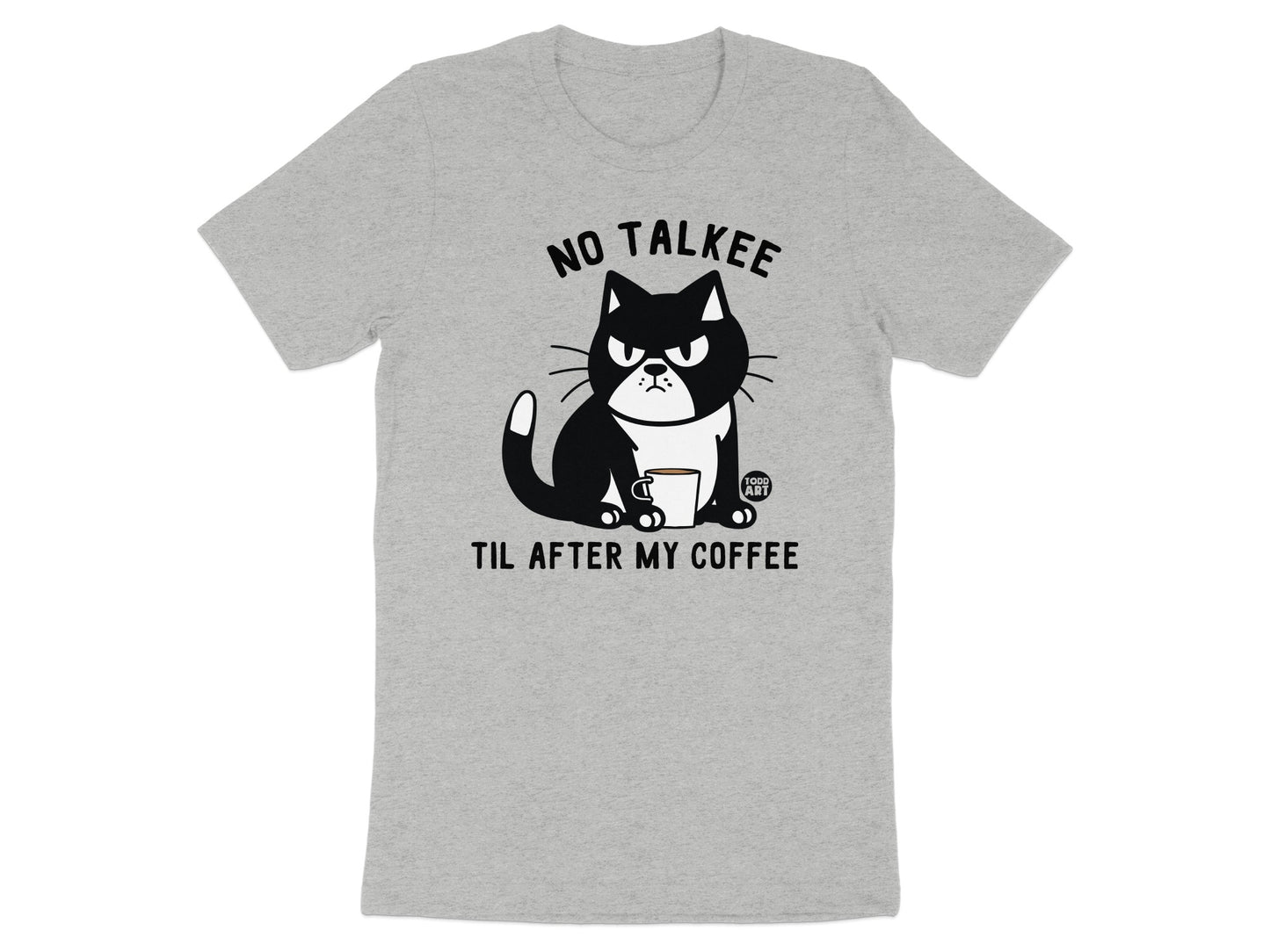 No Talkee Til After My Coffee Funny Cat T-Shirt