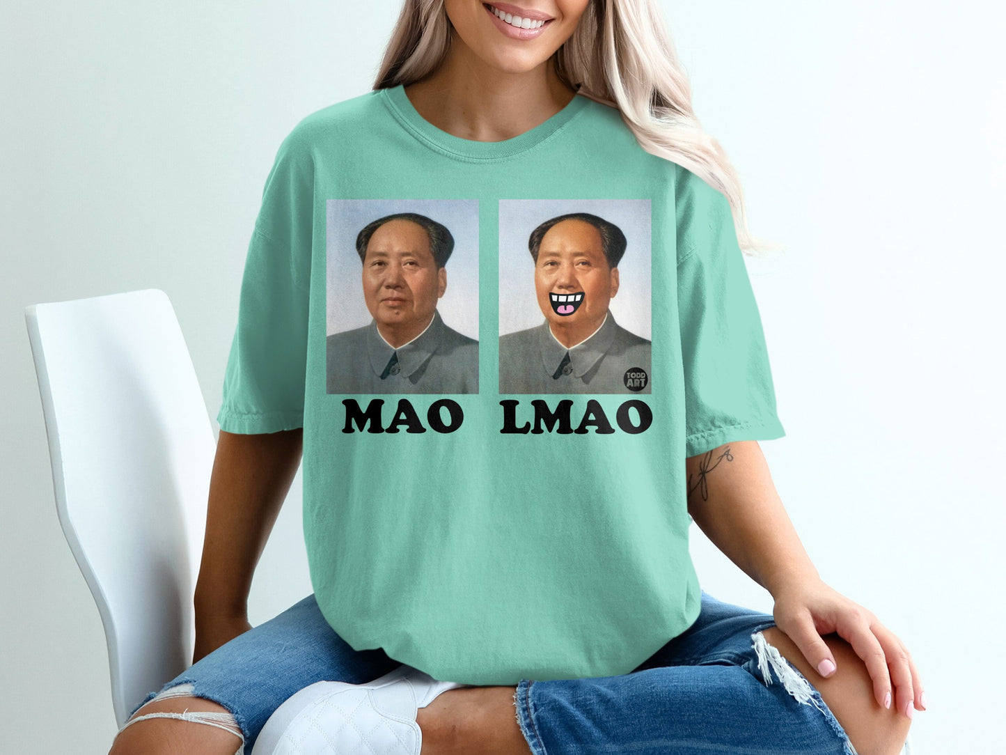 MAO LMAO Communist Leader Political Satire Meme T-Shirt