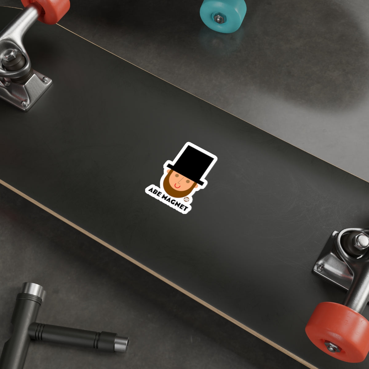 Cute Abe Magnet with Black Top Hat Sticker accessory