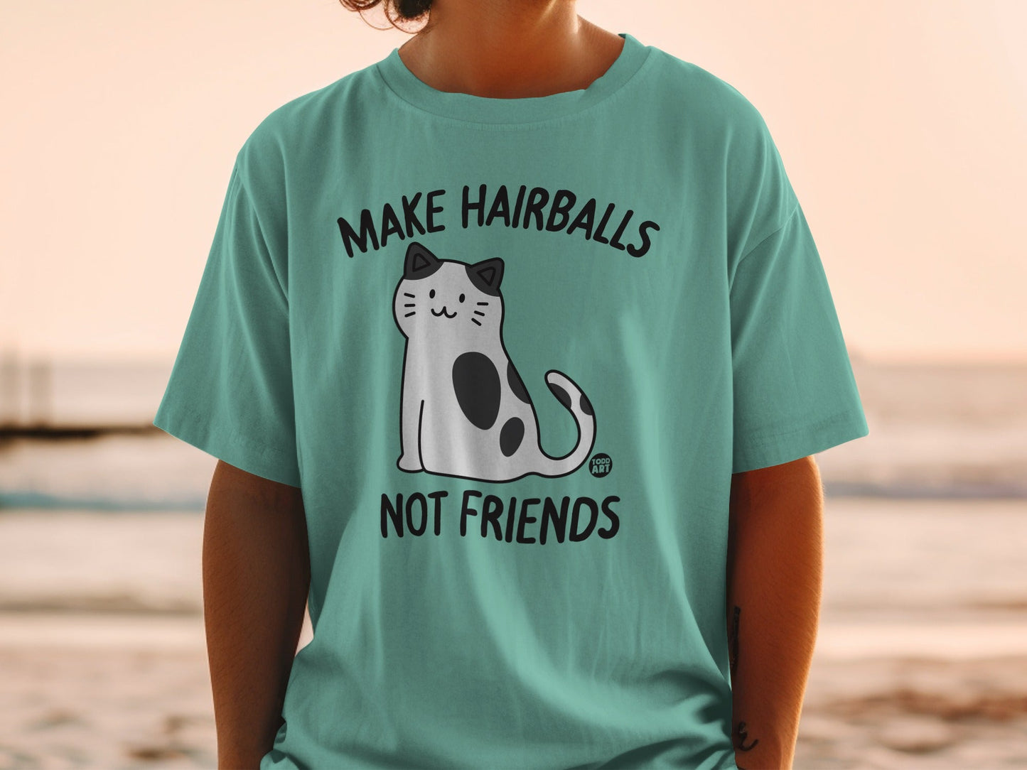 Make Hairballs Not Friends Cute Cat Graphic T-Shirt
