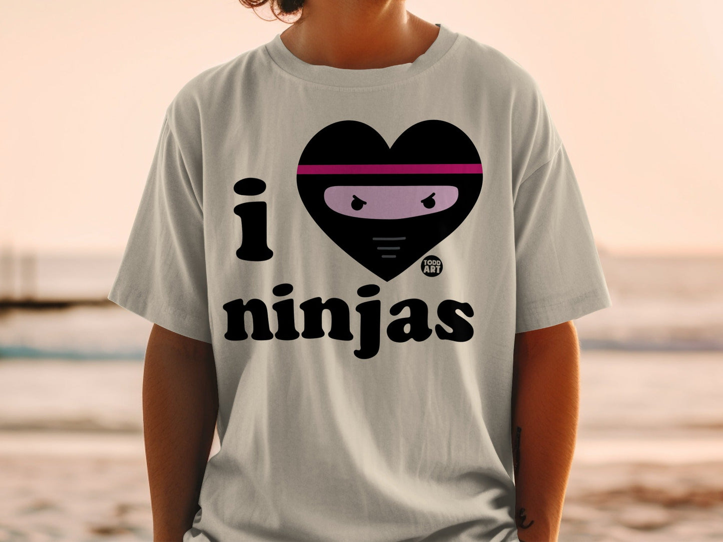 I Love Ninjas Graphic Design Shirt Fun Casual Tee