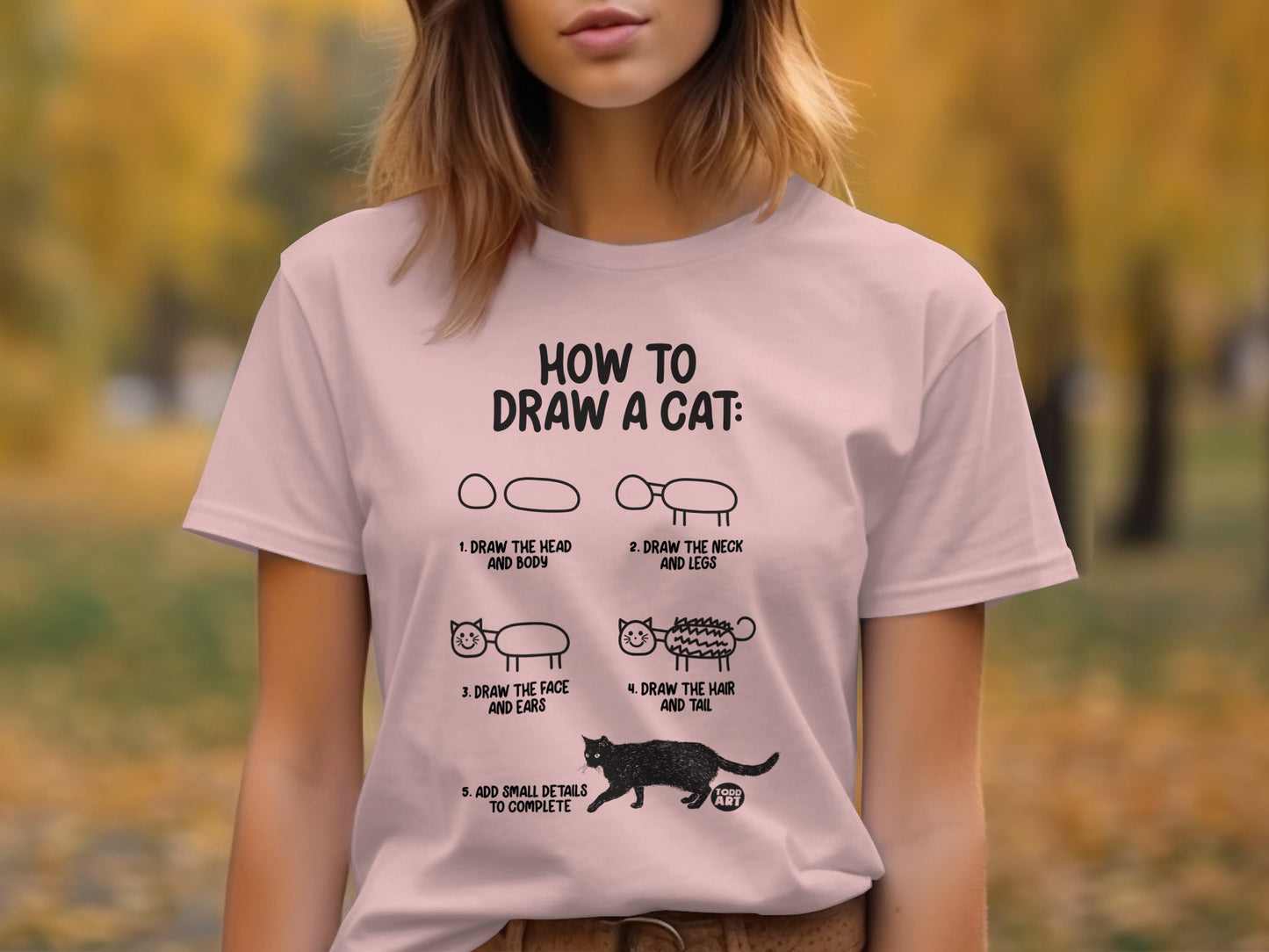 How to Draw a Cat Step by Step T-Shirt