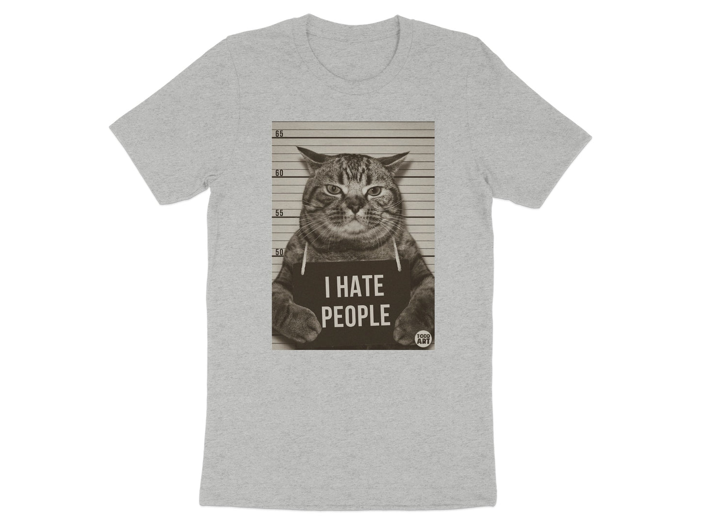 I Hate People Cat Mugshot Graphic Humor T-Shirt