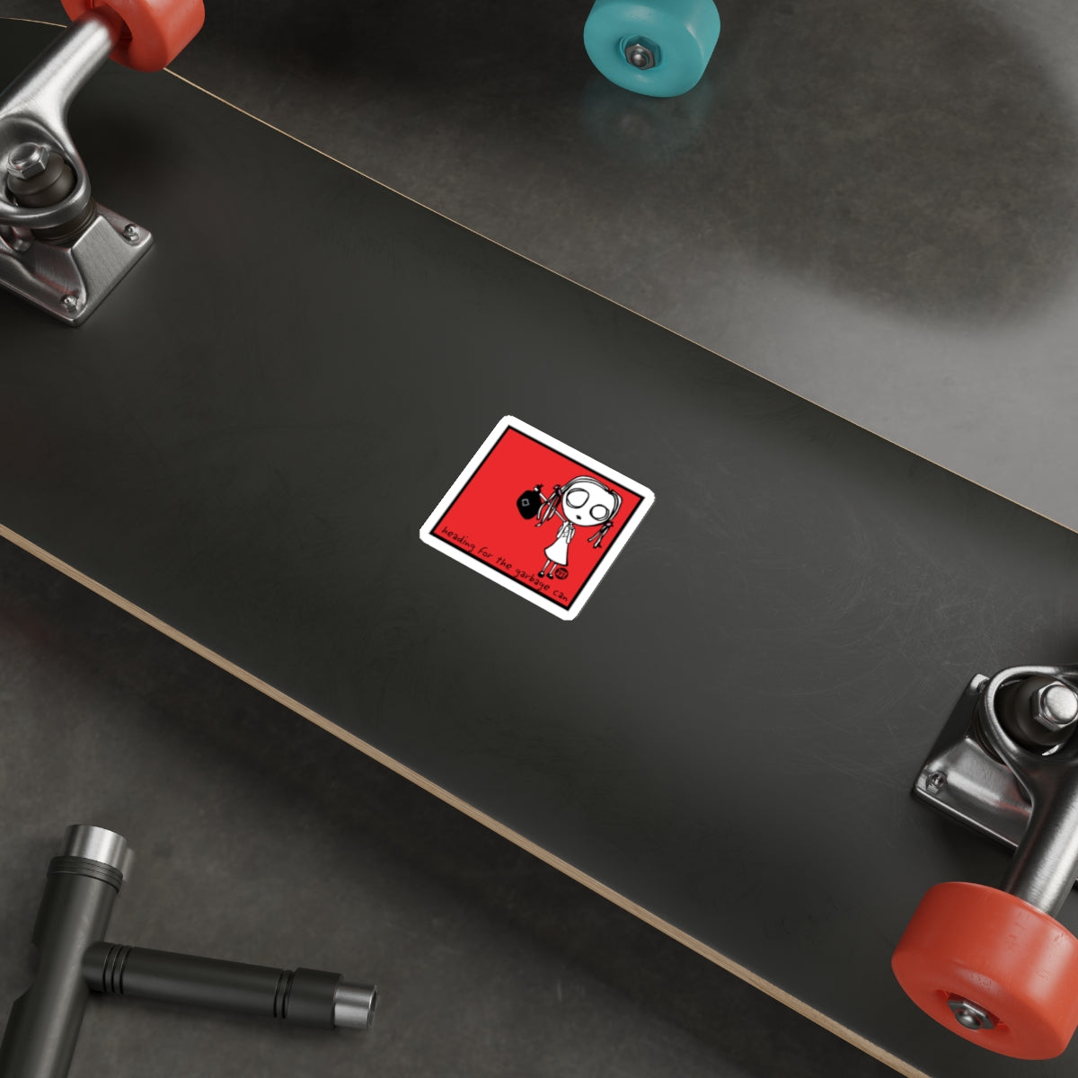 Red Cartoon Character Sticker Perfect for Skateboard