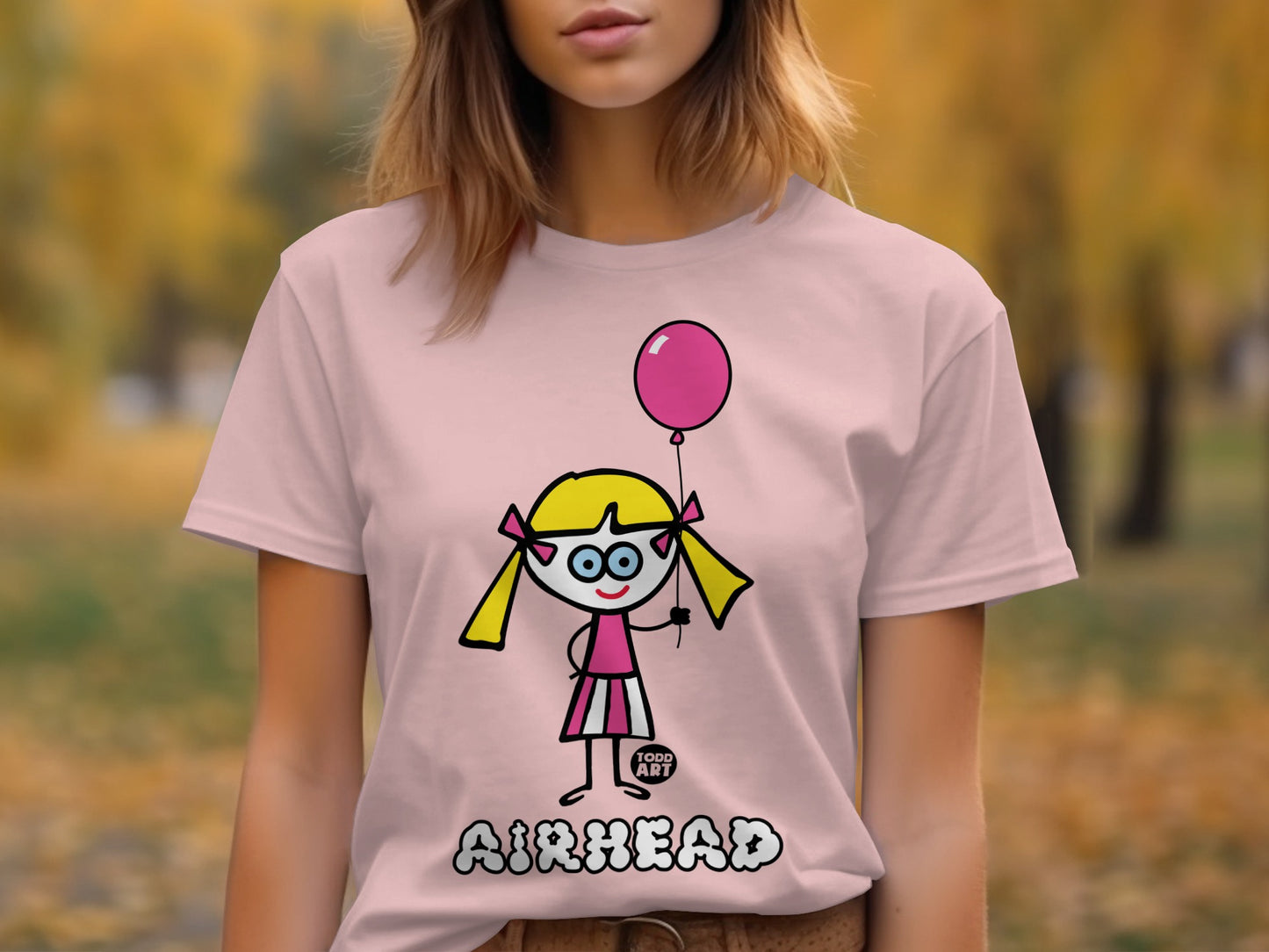 Cute Pink Balloon Girl Cartoon Airhead T-shirt