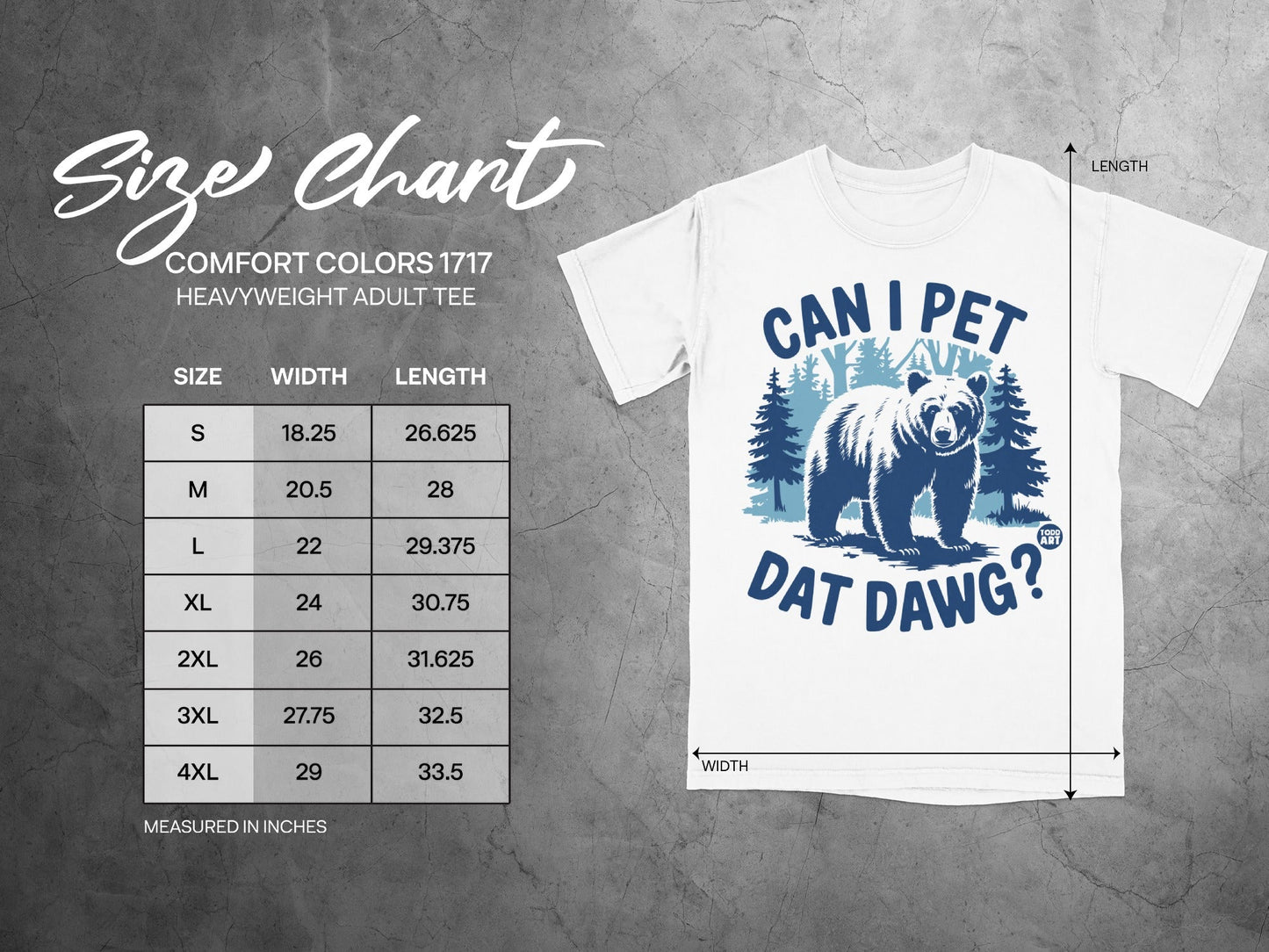 Can I Pet Dat Dawg Bear Graphic Heavyweight Adult Tee