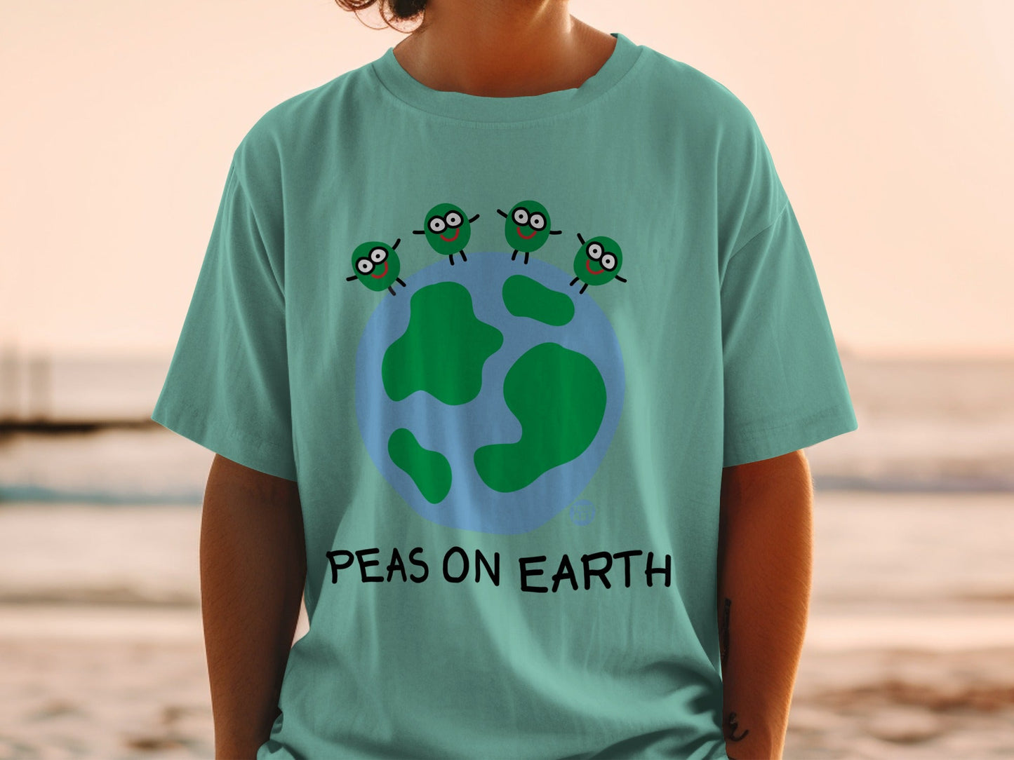 Peas On Earth Green Globe Design T-shirt