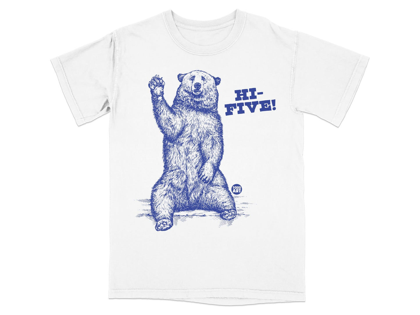 Hi-Five Bear Graphic Print Casual Tee Shirt