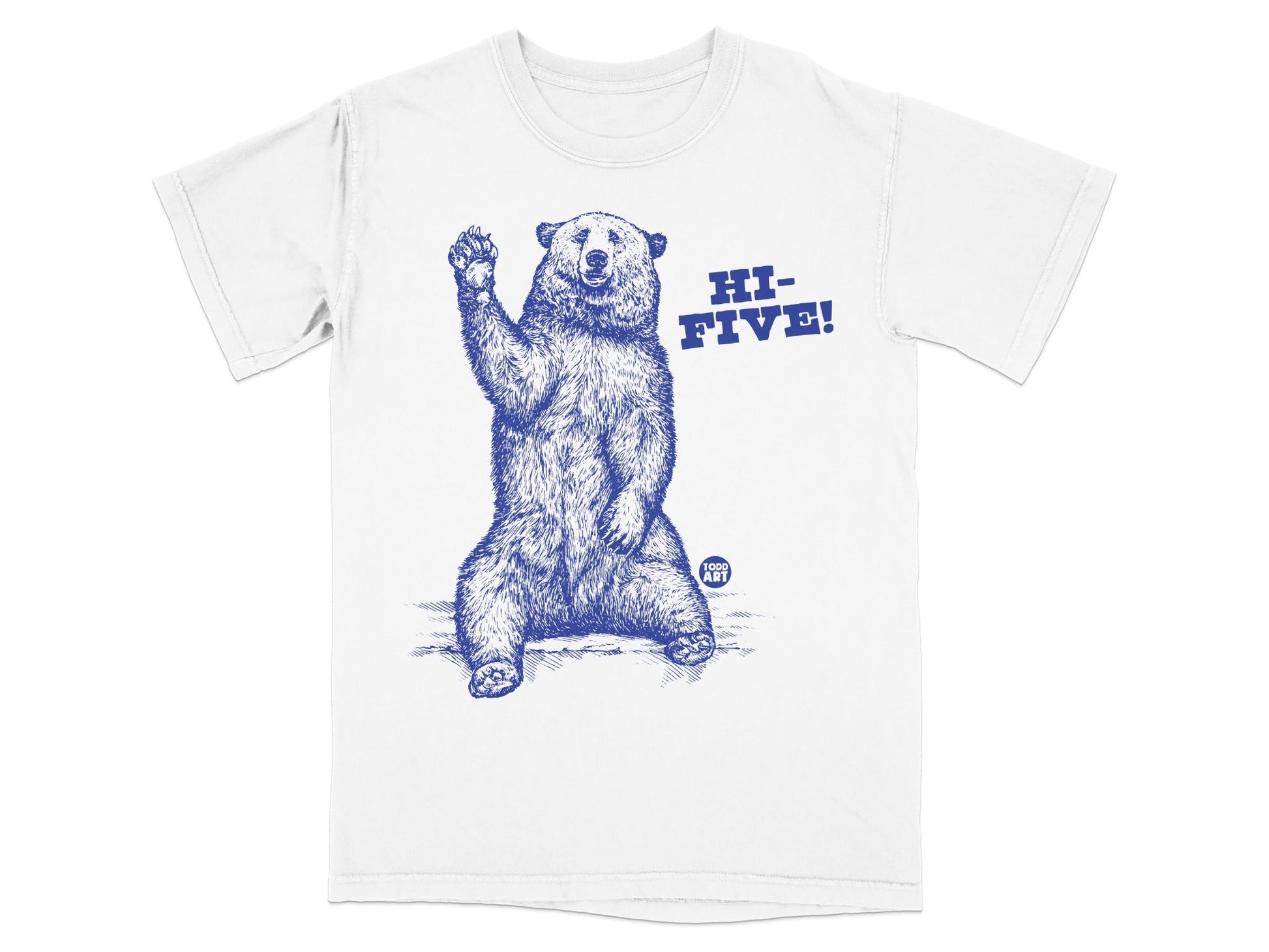 Hi-Five Bear Graphic Print Casual Tee Shirt