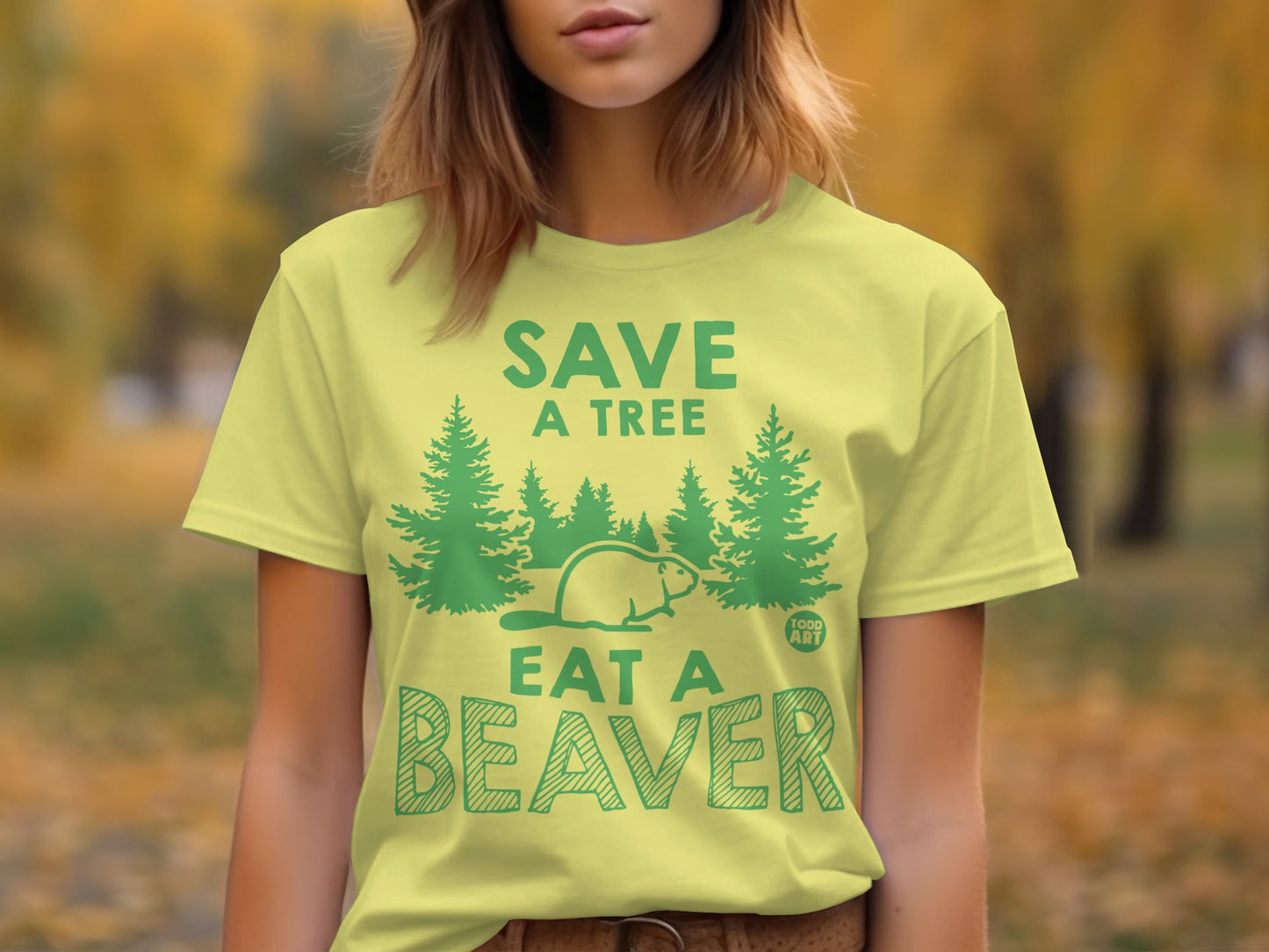 Save a Tree Eat a Beaver Graphic Tee Shirt