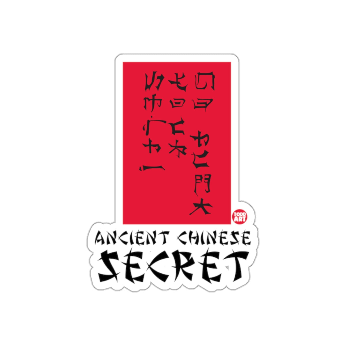 Ancient Chinese Secret Sticker with Bold Red Design