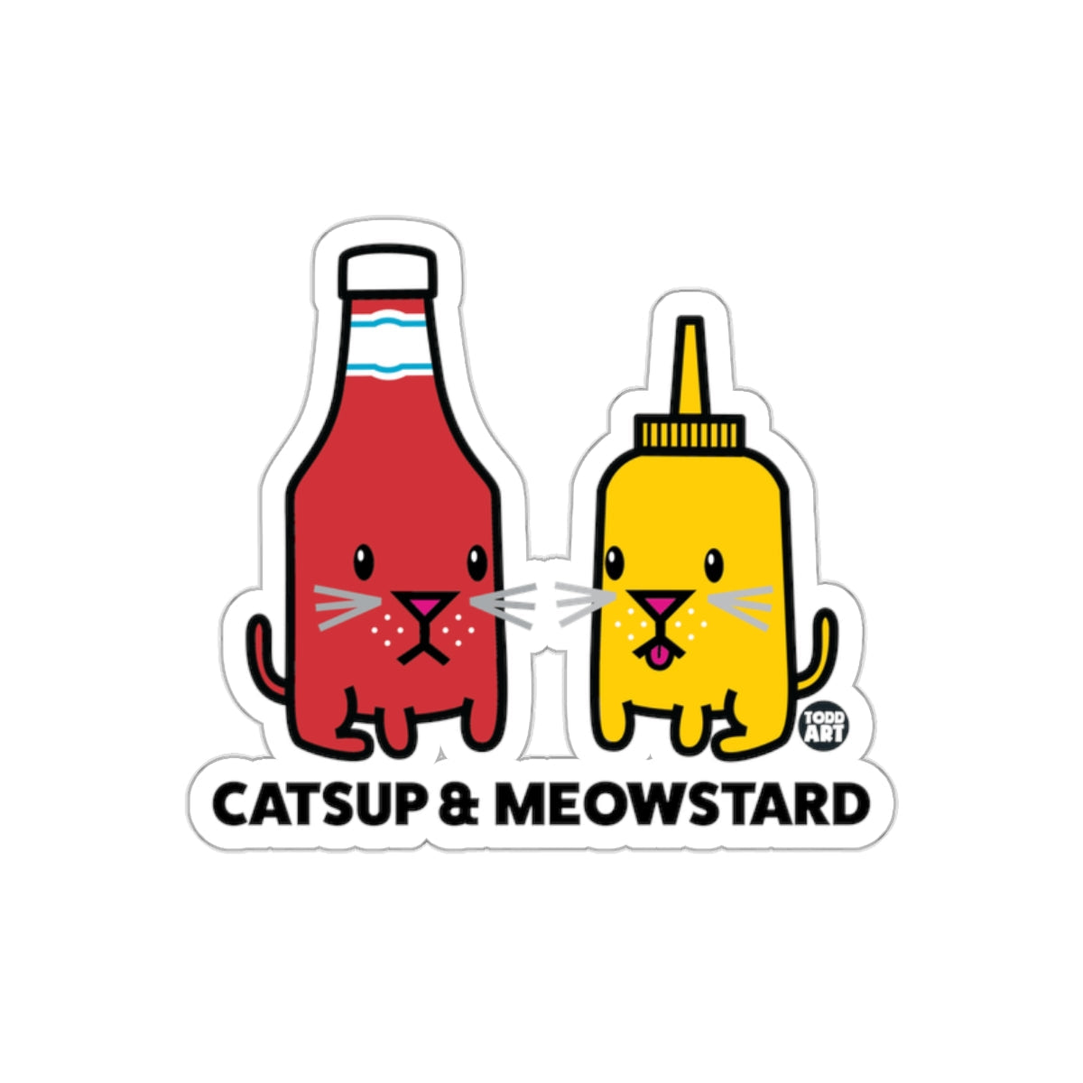 Catsup and Meowstard Funny Todd Art Design Colorful sticker