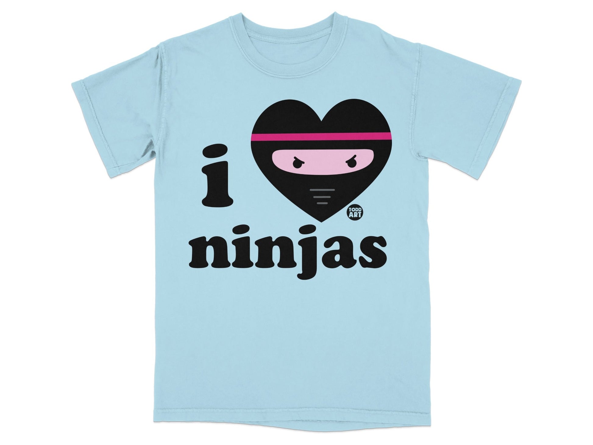 I Love Ninjas Graphic Tee Shirt With Ninja Heart Print