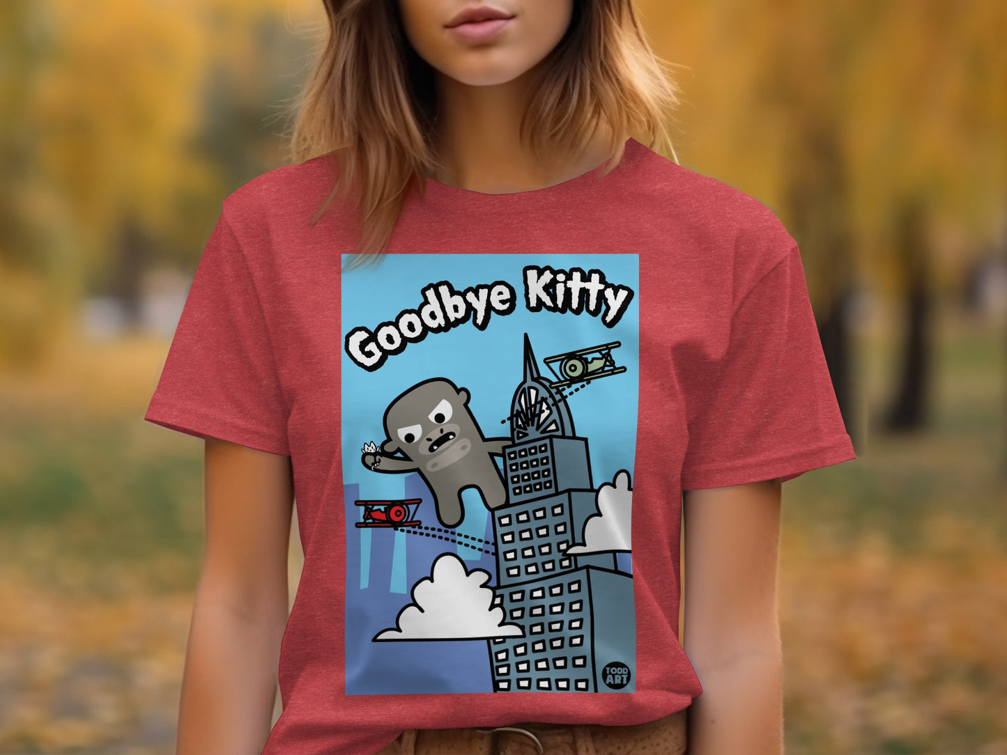 Goodbye Kitty Shirt Urban Art Design in Red