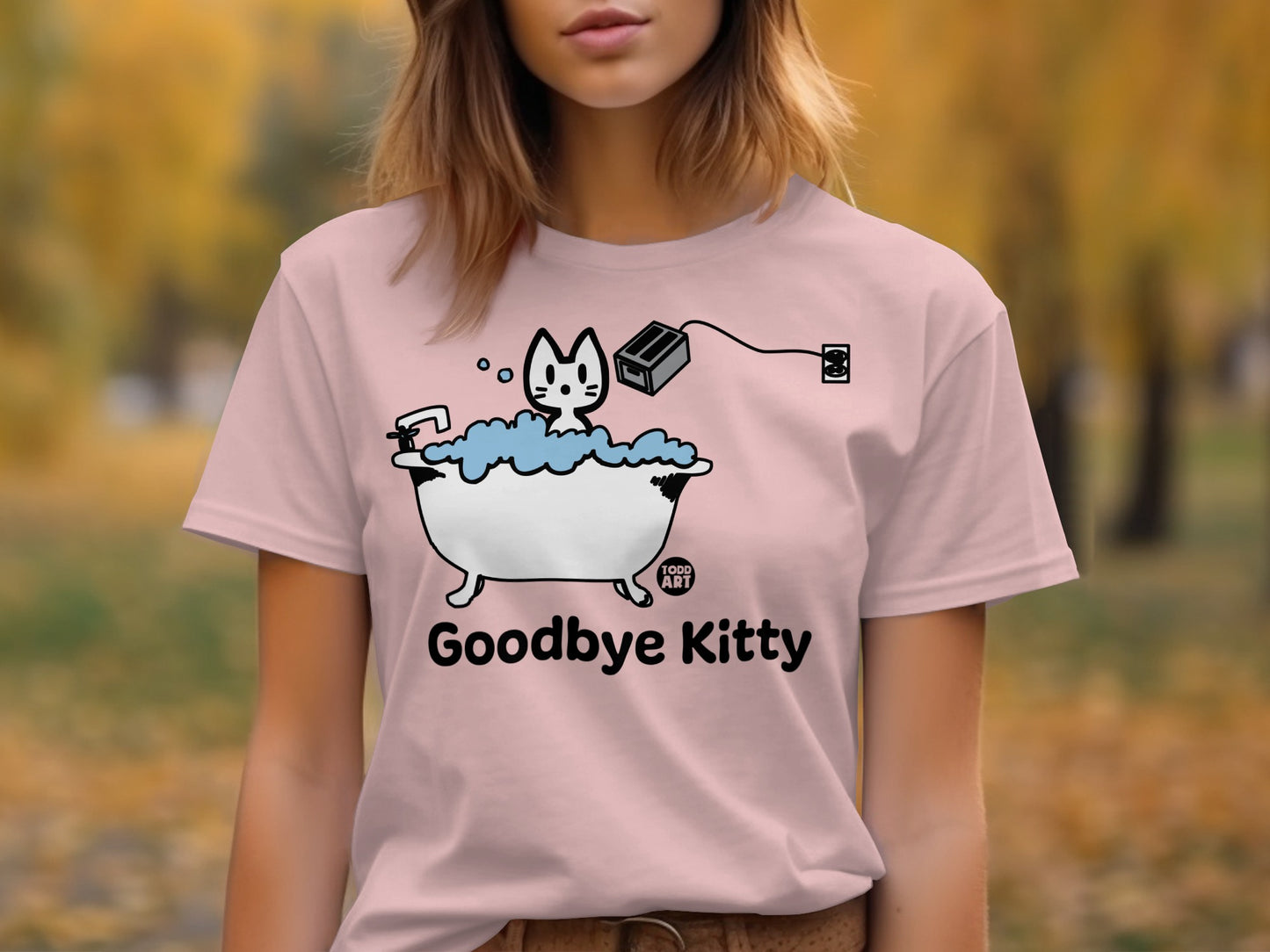 Goodbye Kitty Bathtub Graphic Tee Shirt