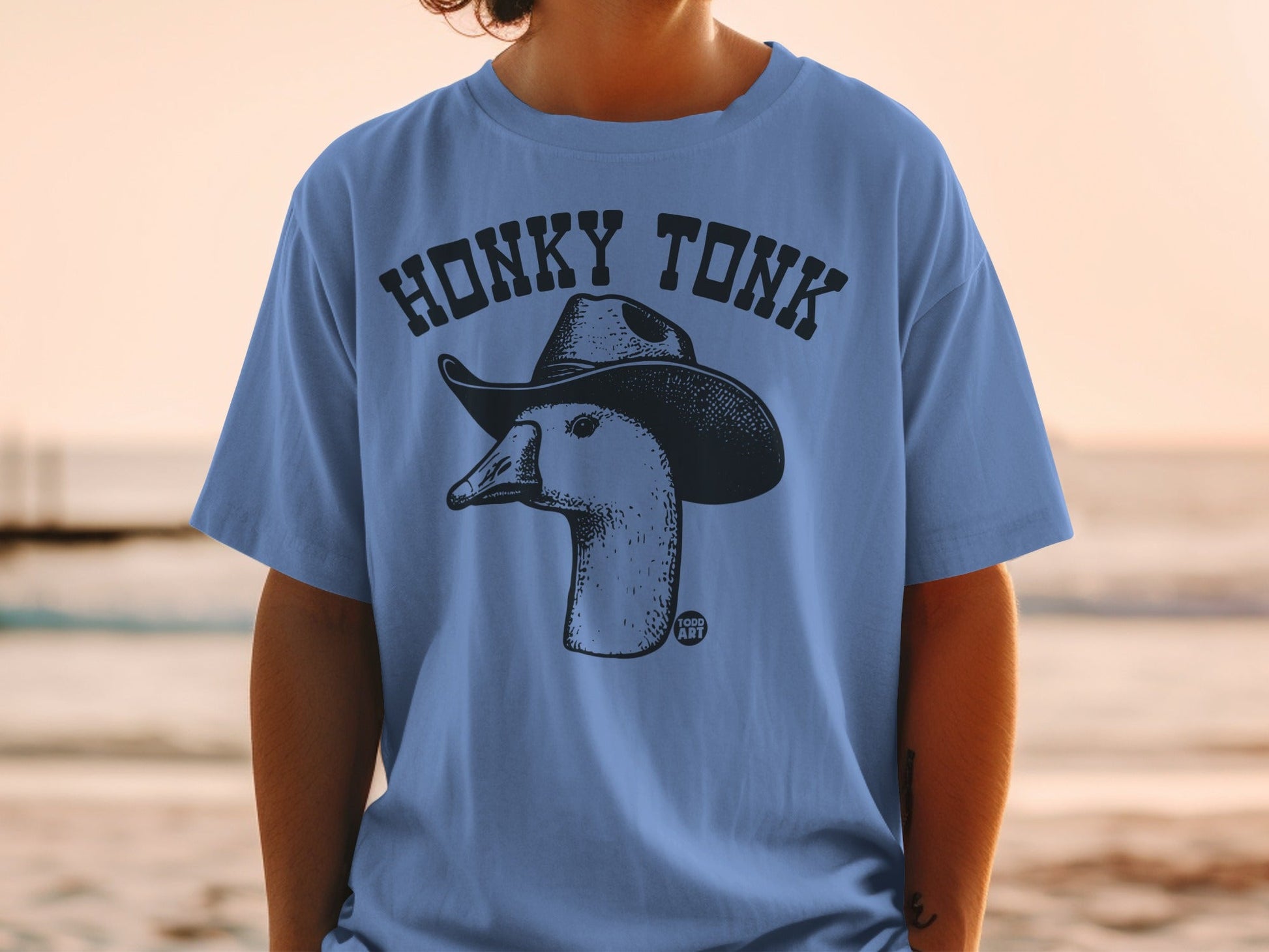 Funny Honky Tonk Cowboy Duck Graphic T-shirt Product