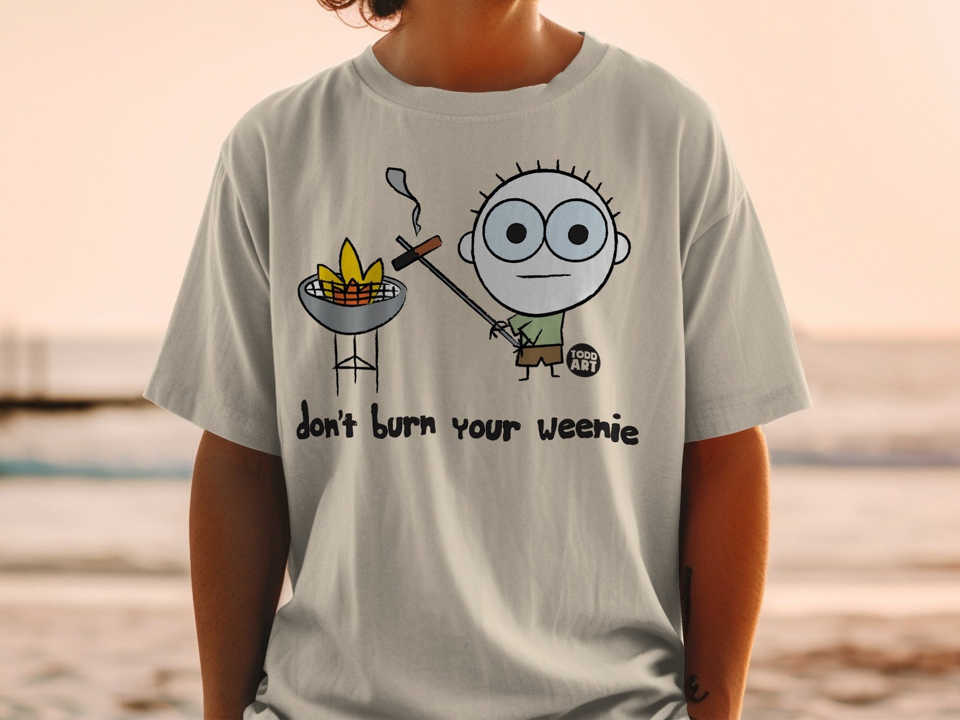 don't burn your weenie graphic t-shirt product