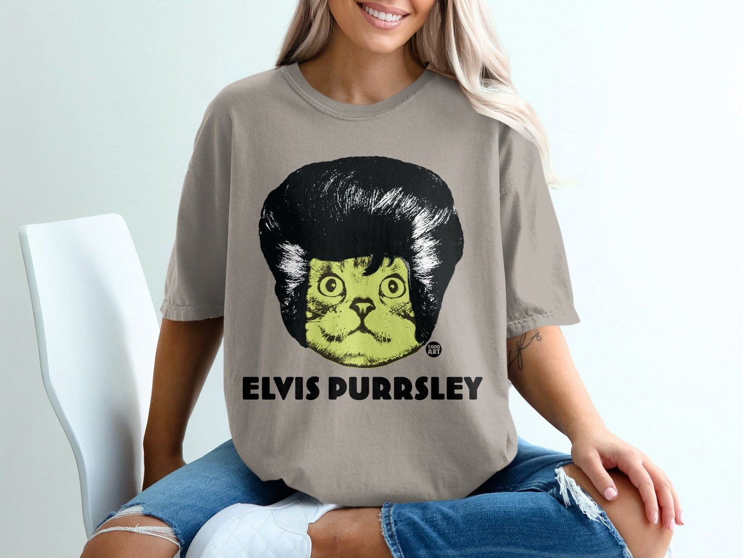 Elvis Purrsley Cat Graphic T-Shirt