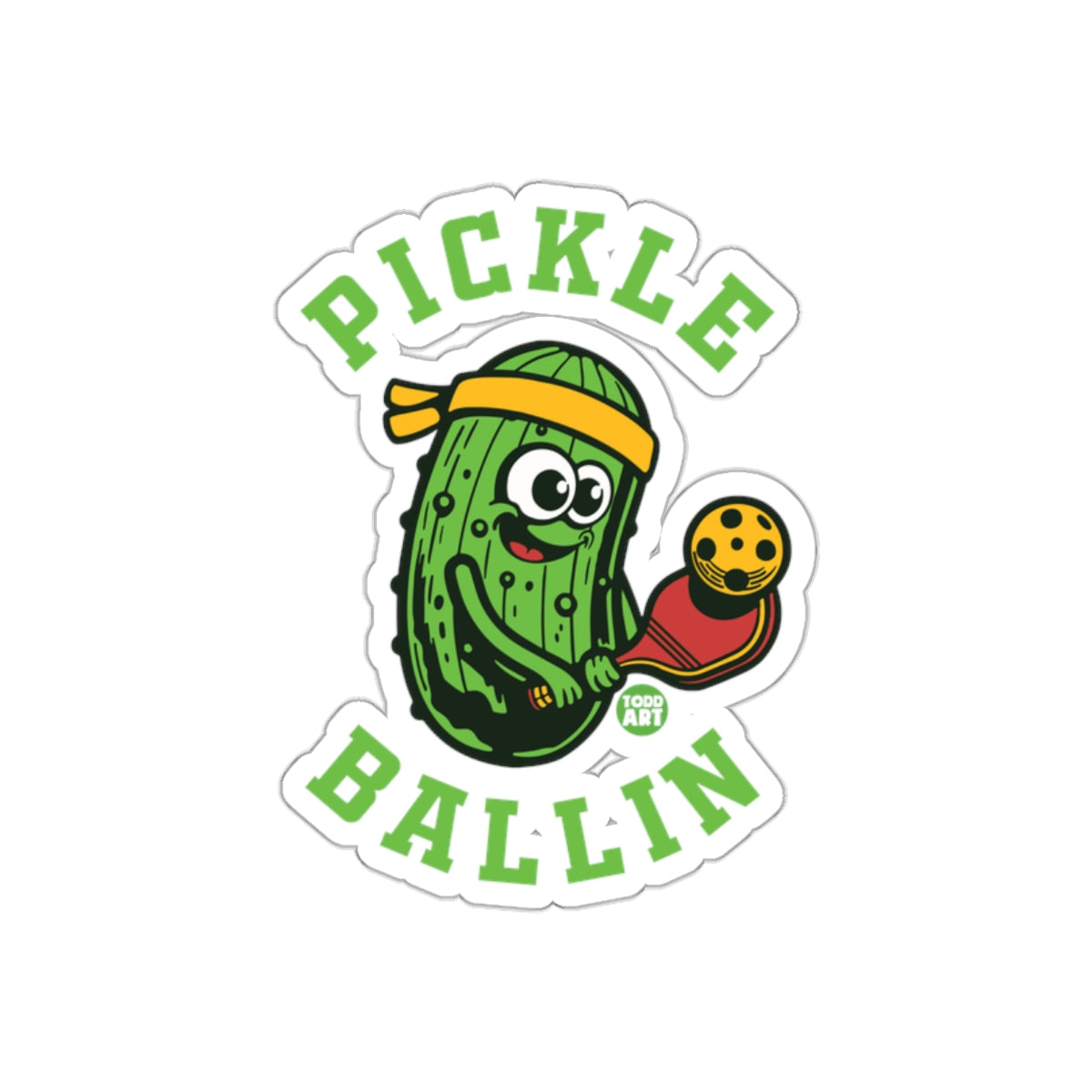 Pickleball Pickle Cartoon Todd Art Design for Sports sticker