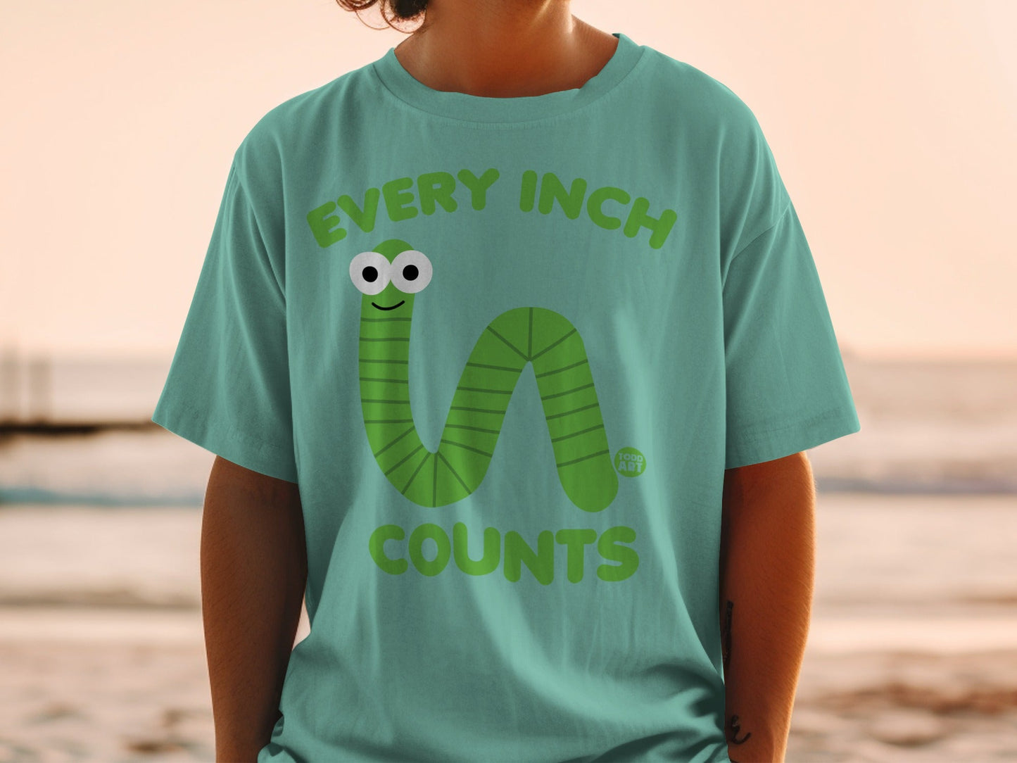 Every Inch Counts Funny Worm Graphic T-Shirt