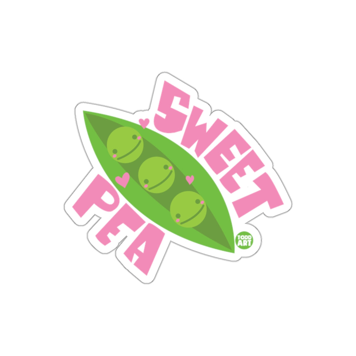 Cute Sweet Pea Sticker with Faces and Hearts Art