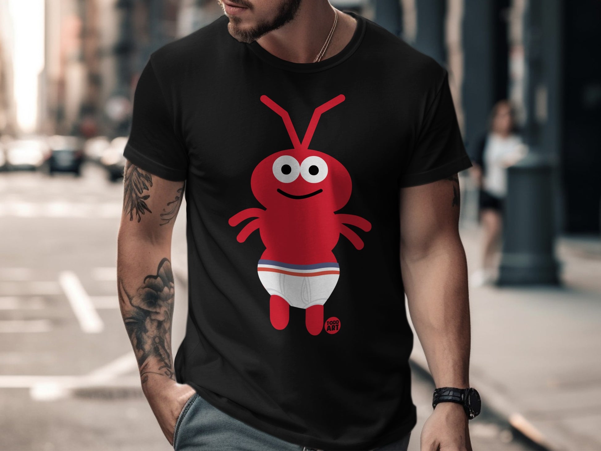 Playful Red Cartoon Character Graphic Tee product