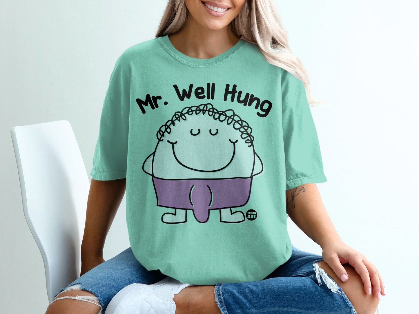 Mr. Well Hung Graphic Tee for Funny Apparel