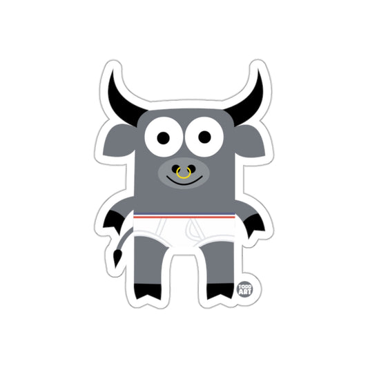 Cartoon Bull in Underwear with Cute Expression Sticker