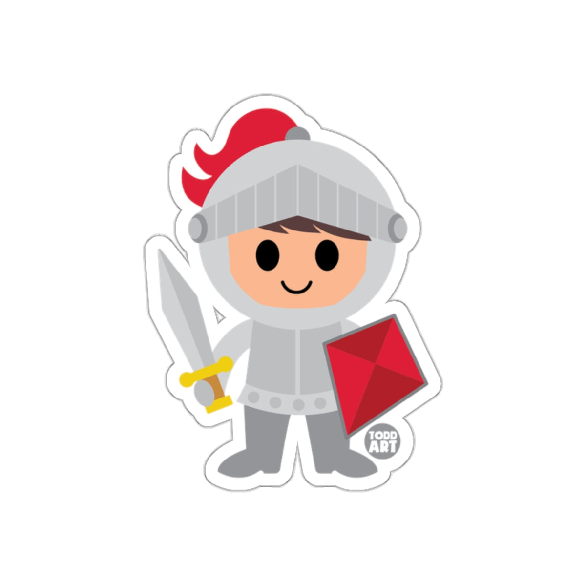 Cute Knight Cartoon Artwork with Sword and Shield Sticker