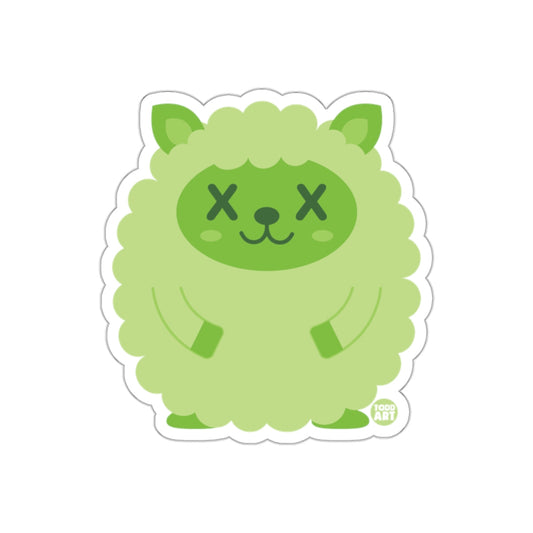 Cute Green Fluffy Sheep with X Eyes Sticker