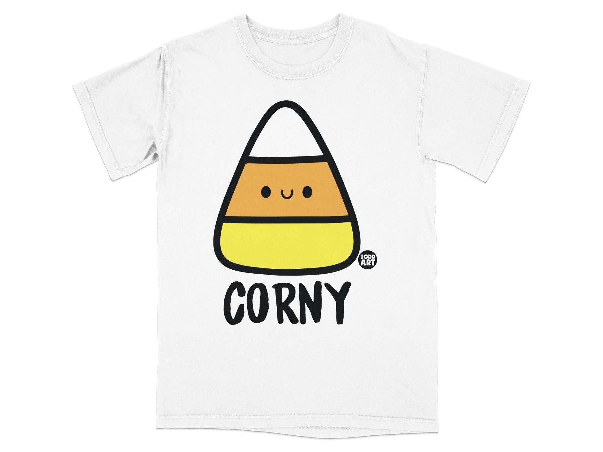Corny Candy Corn Smiling Face T-Shirt for Halloween