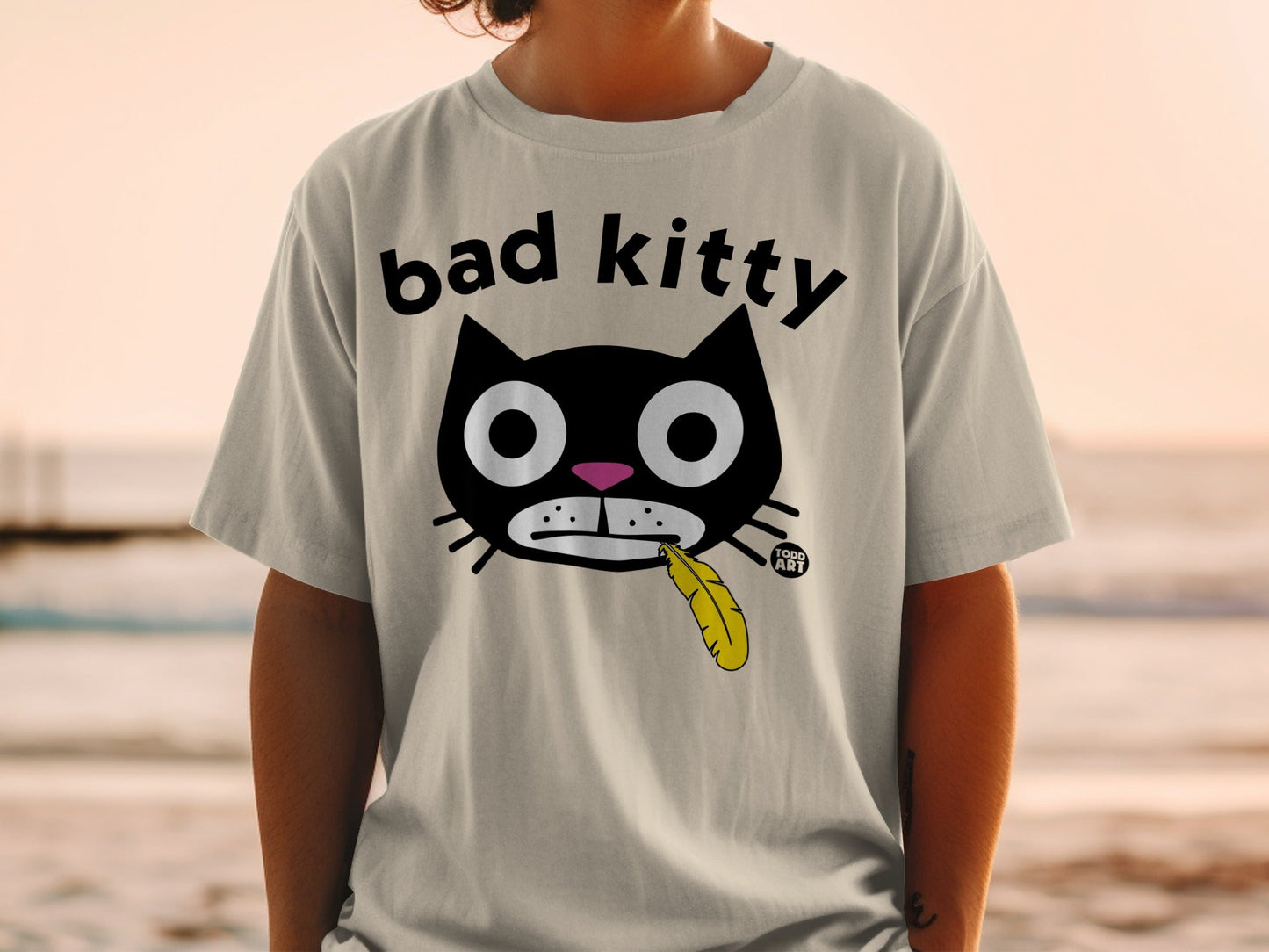 Bad Kitty Graphic Tee with Quirky Cat Design Shirt
