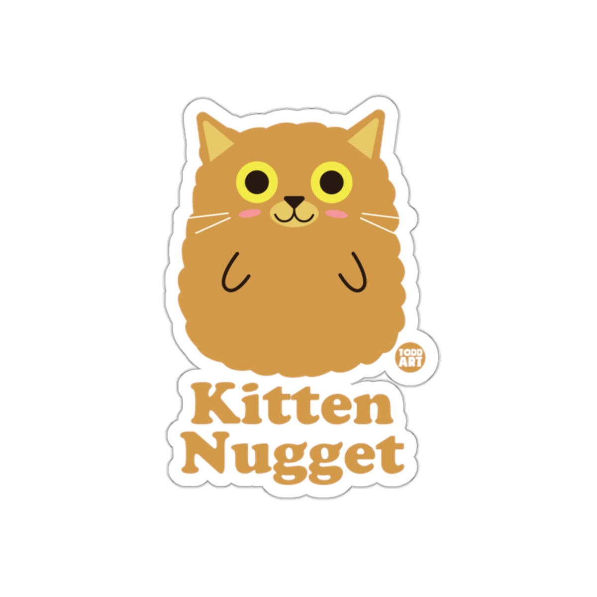 Cute Kitten Nugget Sticker with Adorable Face Drawing