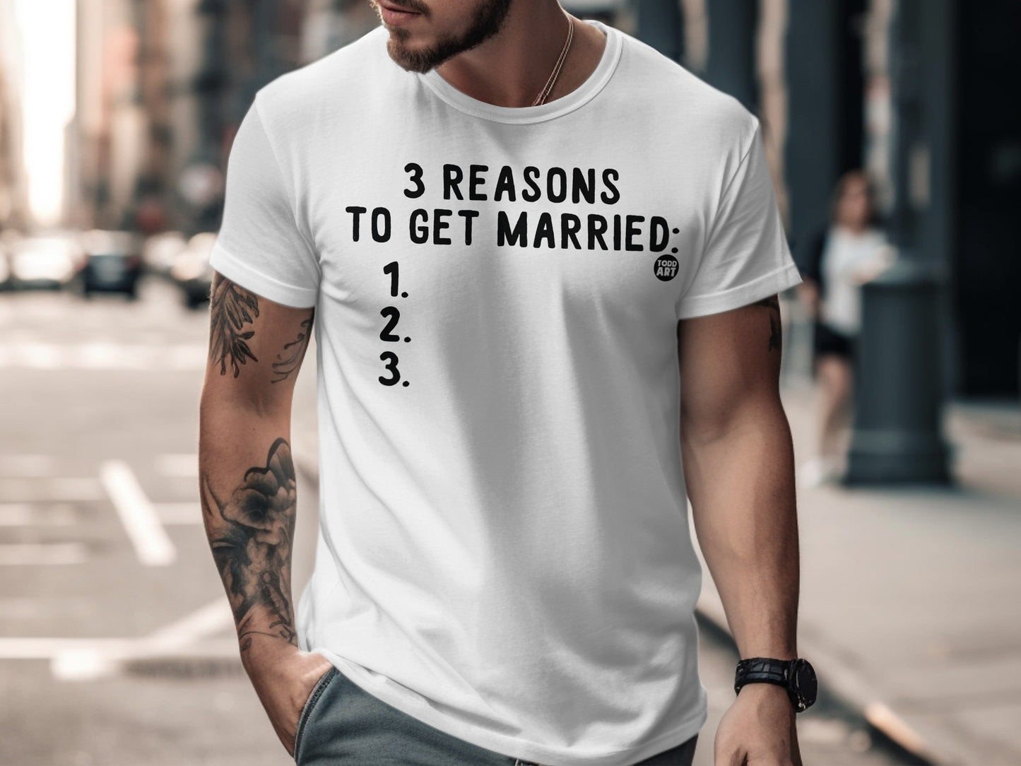 3 Reasons to Get Married White Graphic T-Shirt