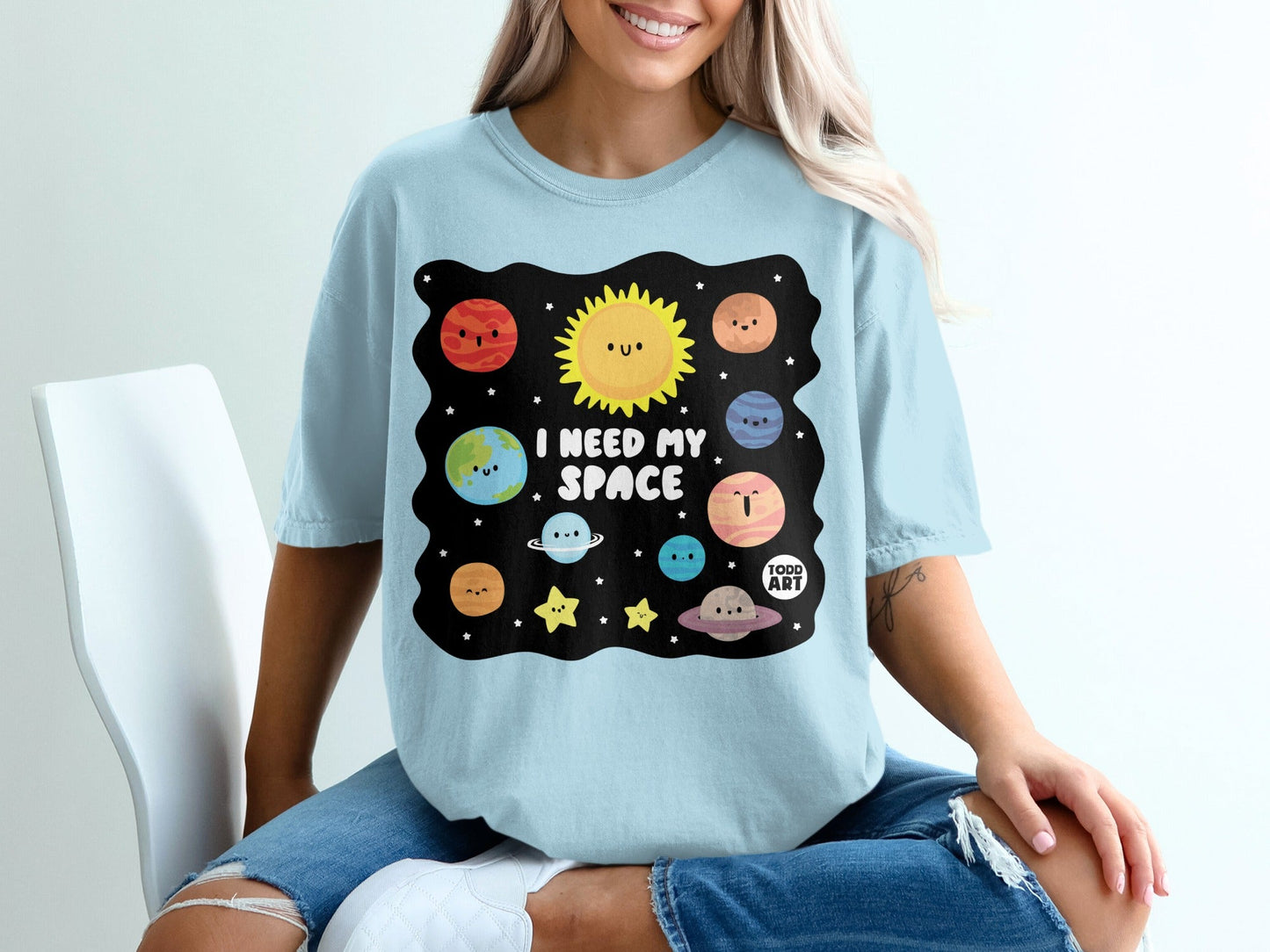 I Need My Space Cute and Colorful Planets Graphic Tee