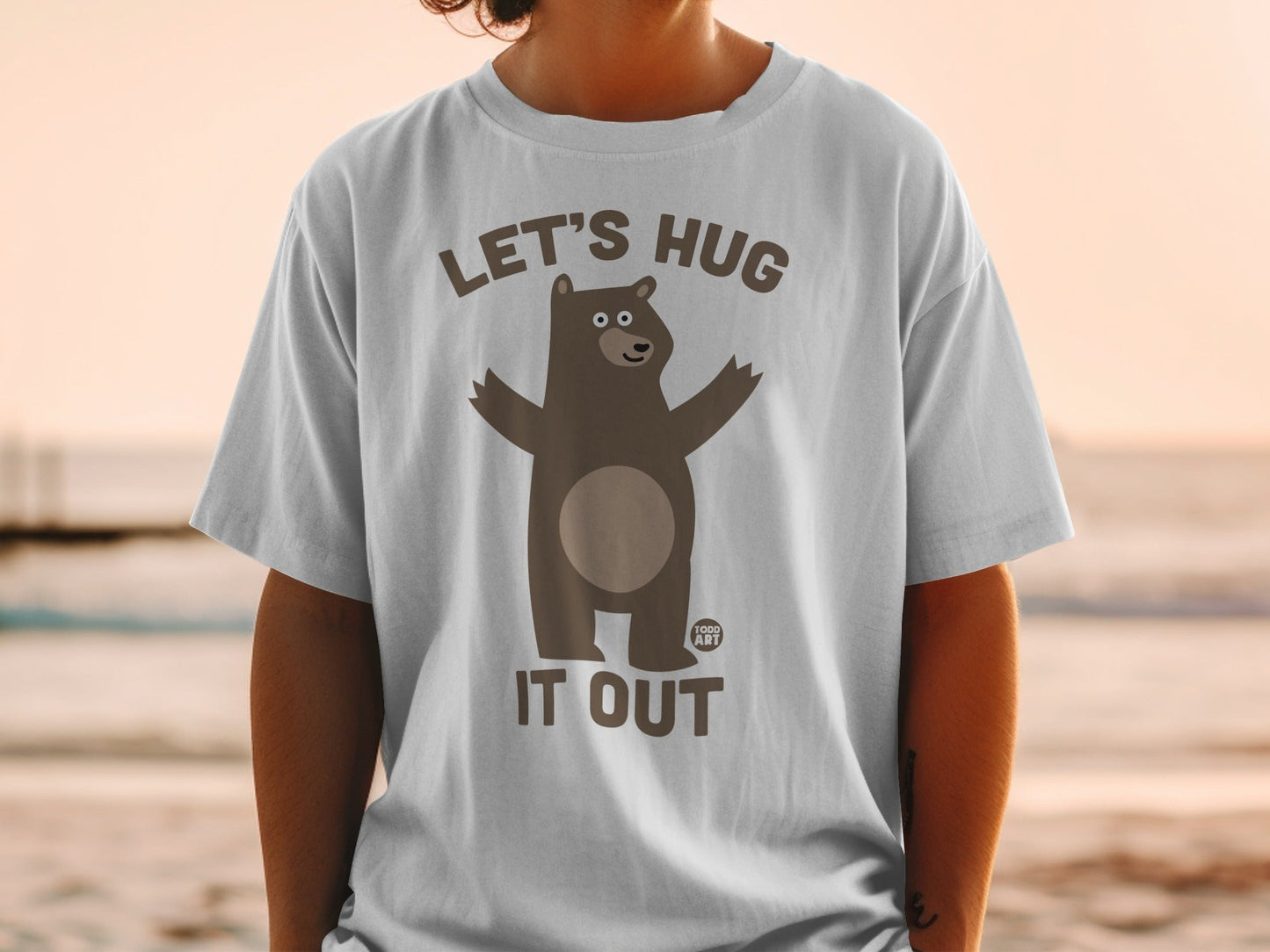 Let's Hug It Out Funny Bear Graphic T-Shirt