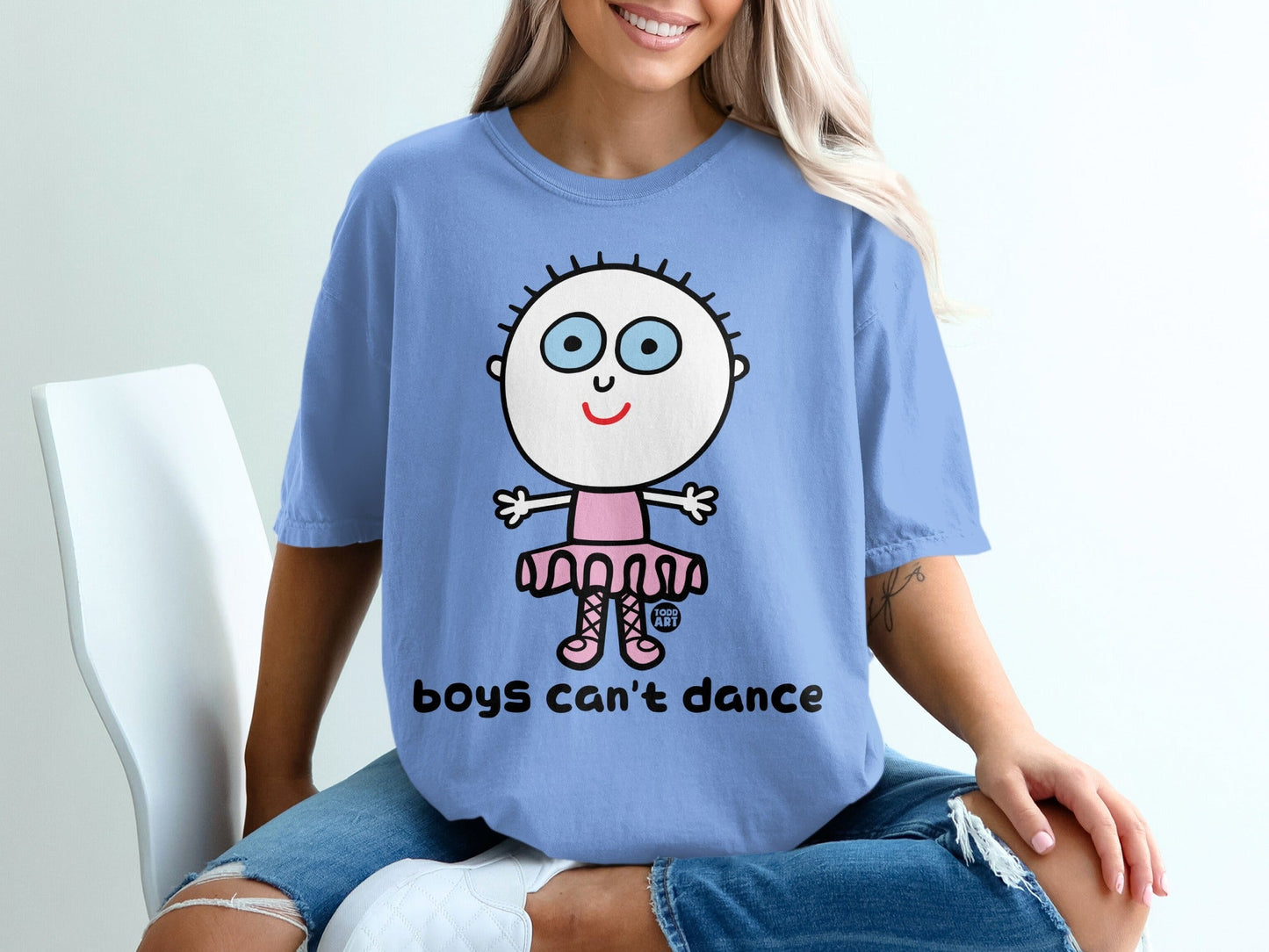 Boys Can't Dance Cartoon Character T-Shirt
