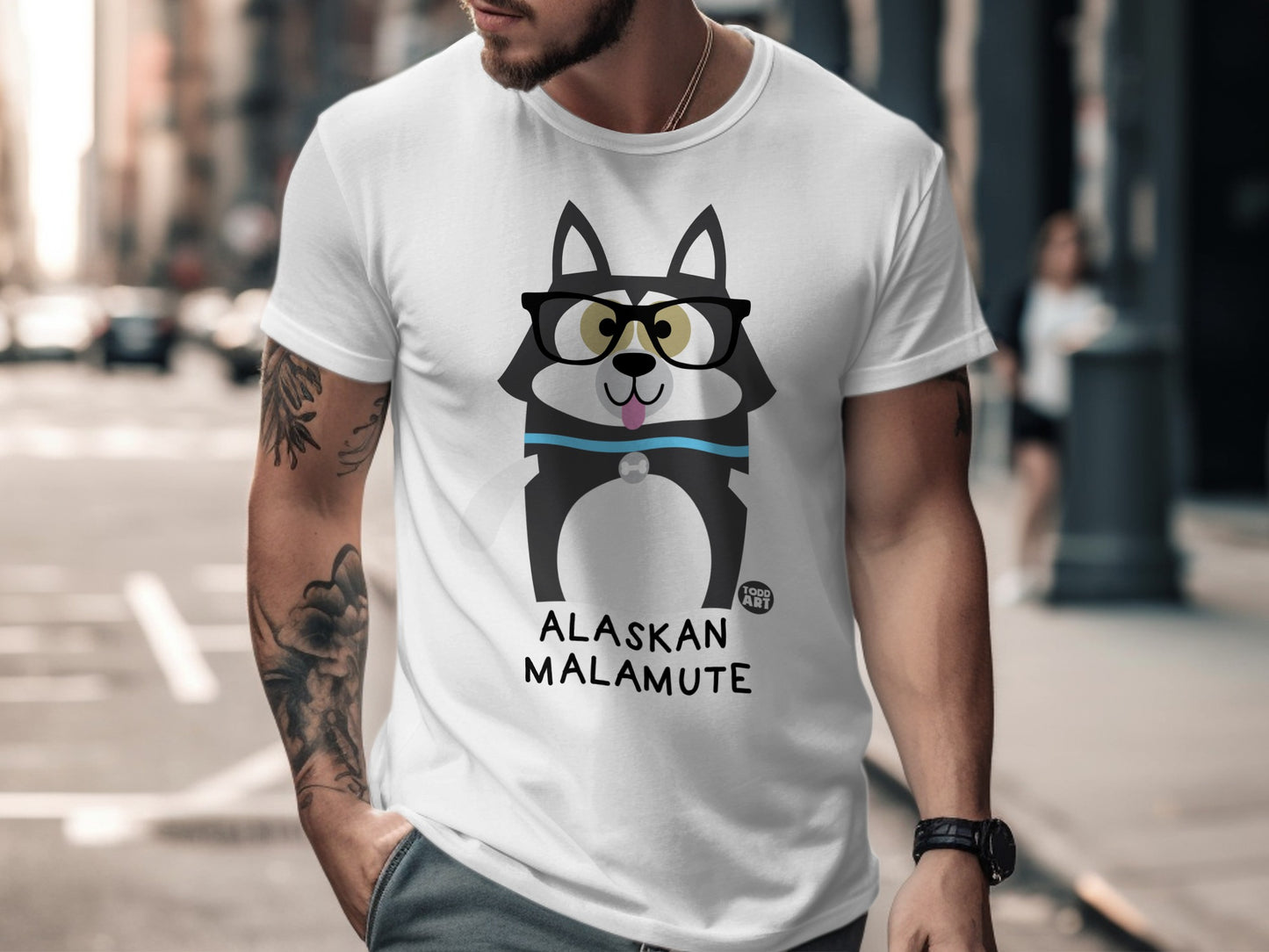 Alaskan Malamute Cartoon Character T-shirt
