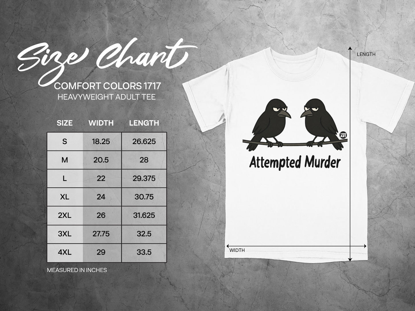 Attempted Murder Crow Graphic Heavyweight Adult Tee
