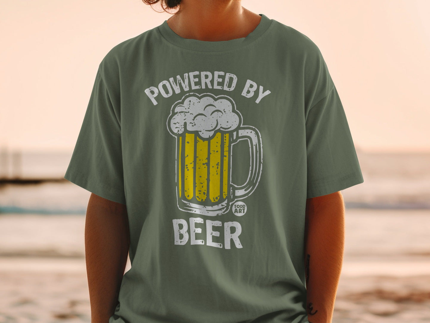 Powered By Beer Graphic T-Shirt for Beer Lovers