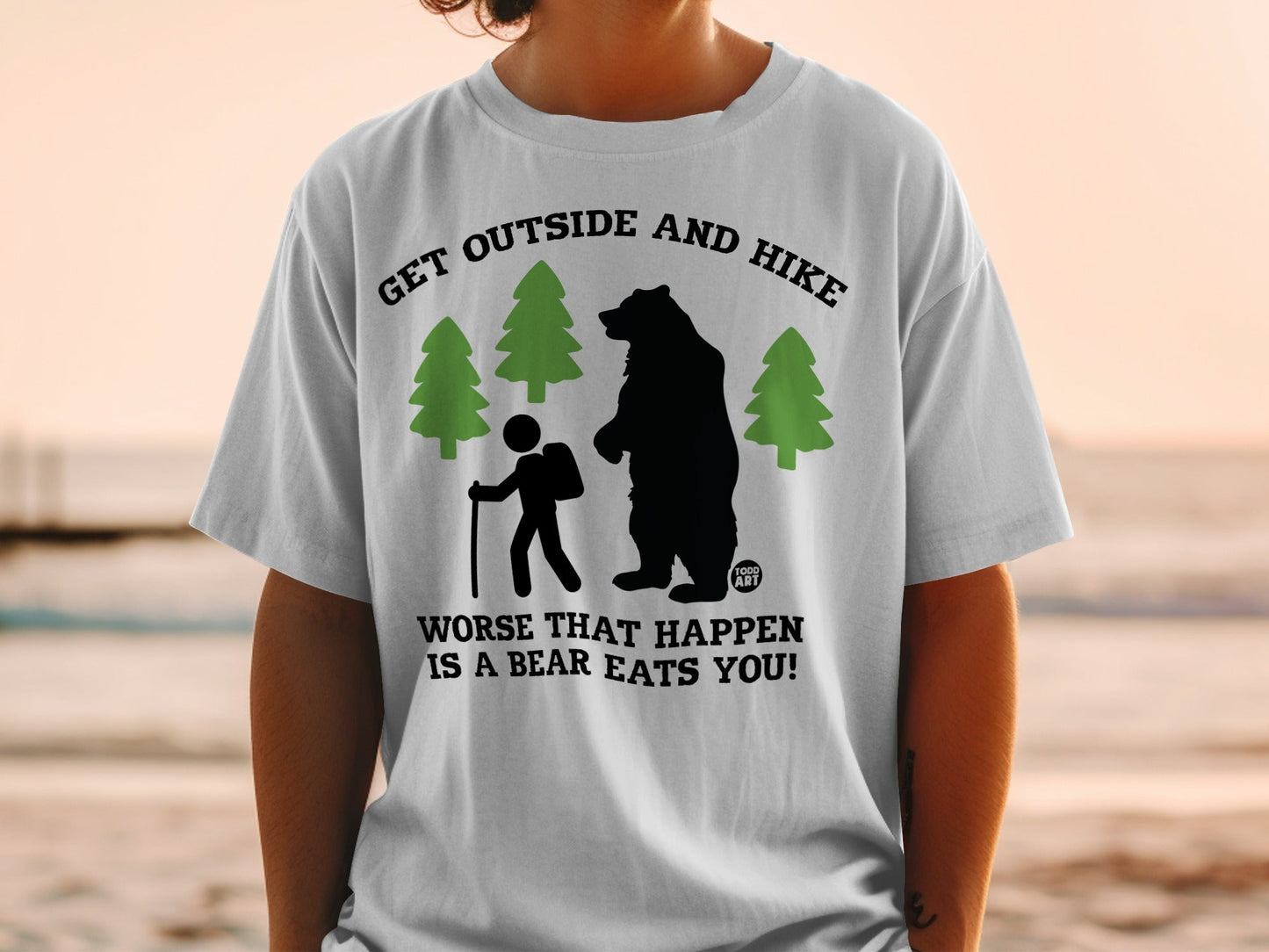 Get Outside and Hike Funny Bear Camping T-shirt
