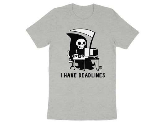 Grim Reaper with Computer I Have Deadlines T-Shirt