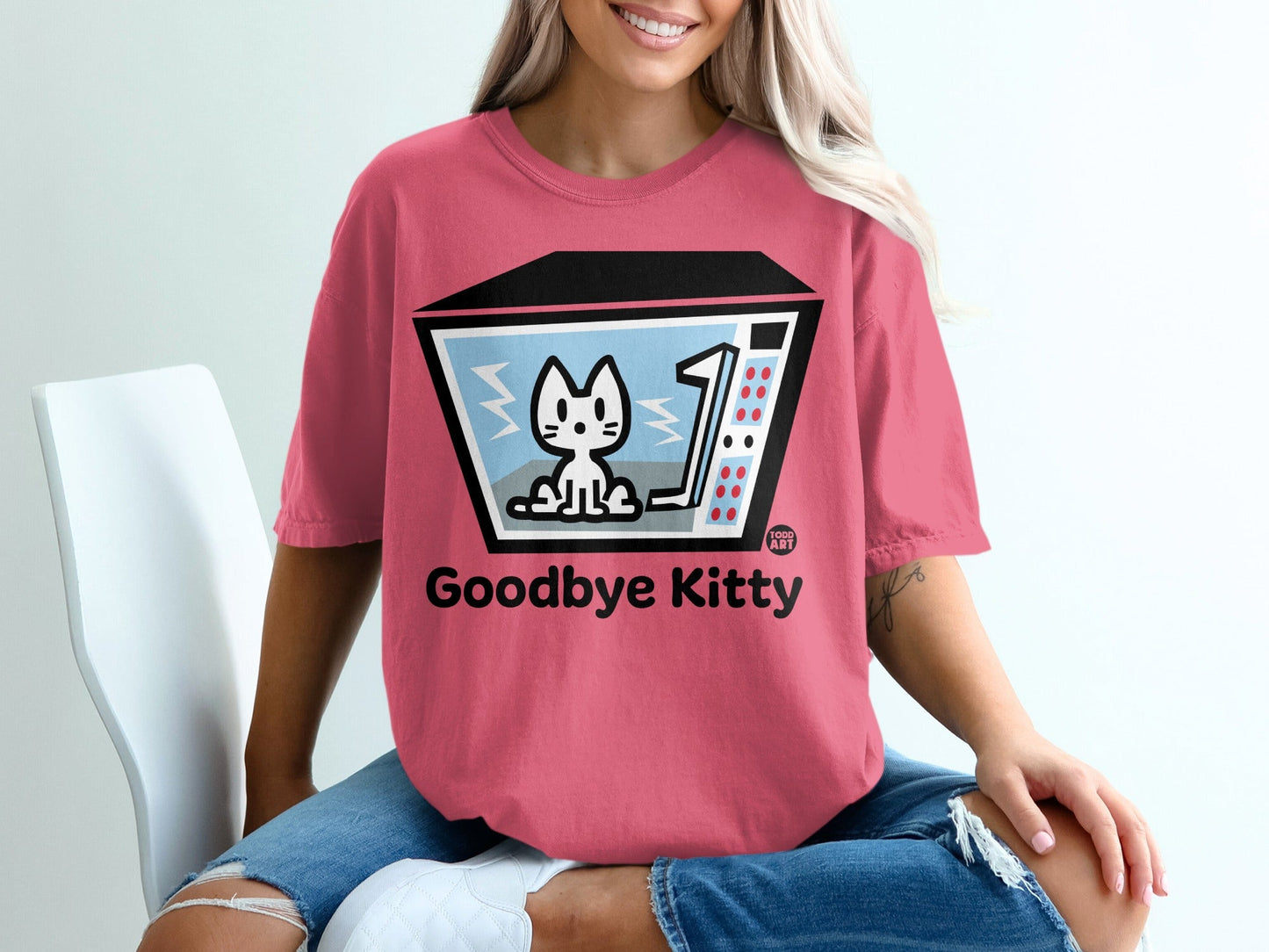 Goodbye Kitty Retro Arcade Game Design T-shirt
